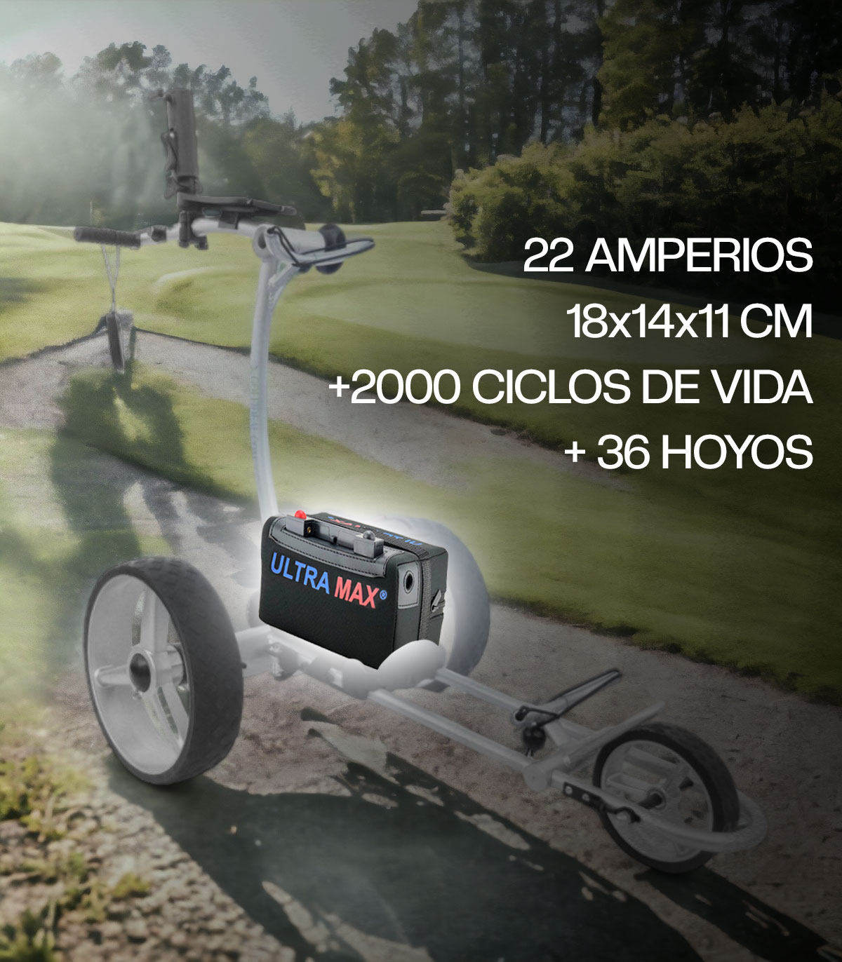 Batería Litio Carrito Golf Kol Outdoor 12v 22ah (+ 36 Hoyos)  MKP