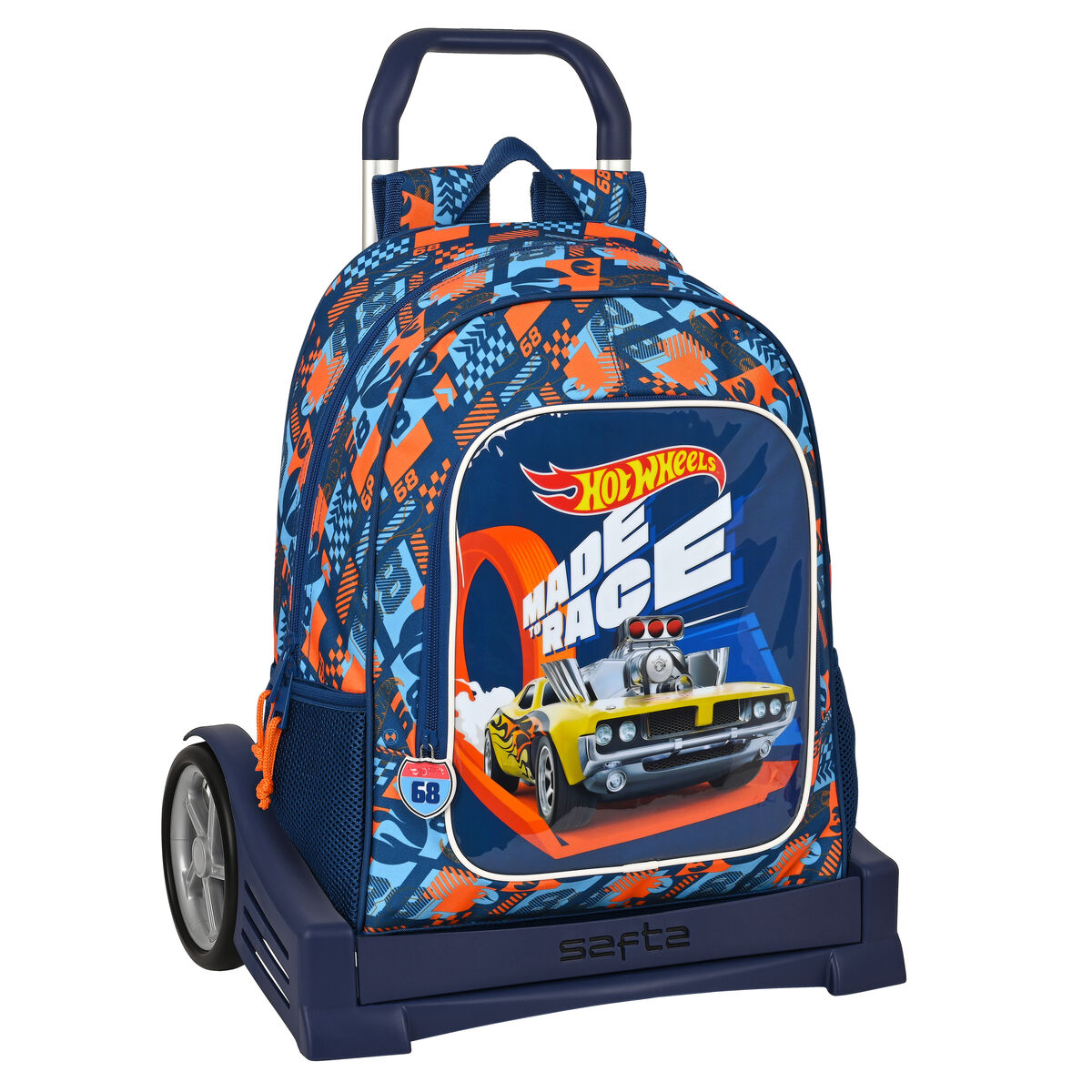 Mochila Escolar Com Rodas Hot Wheels Speed Club Laranja (32 X 42 X 14 Cm)