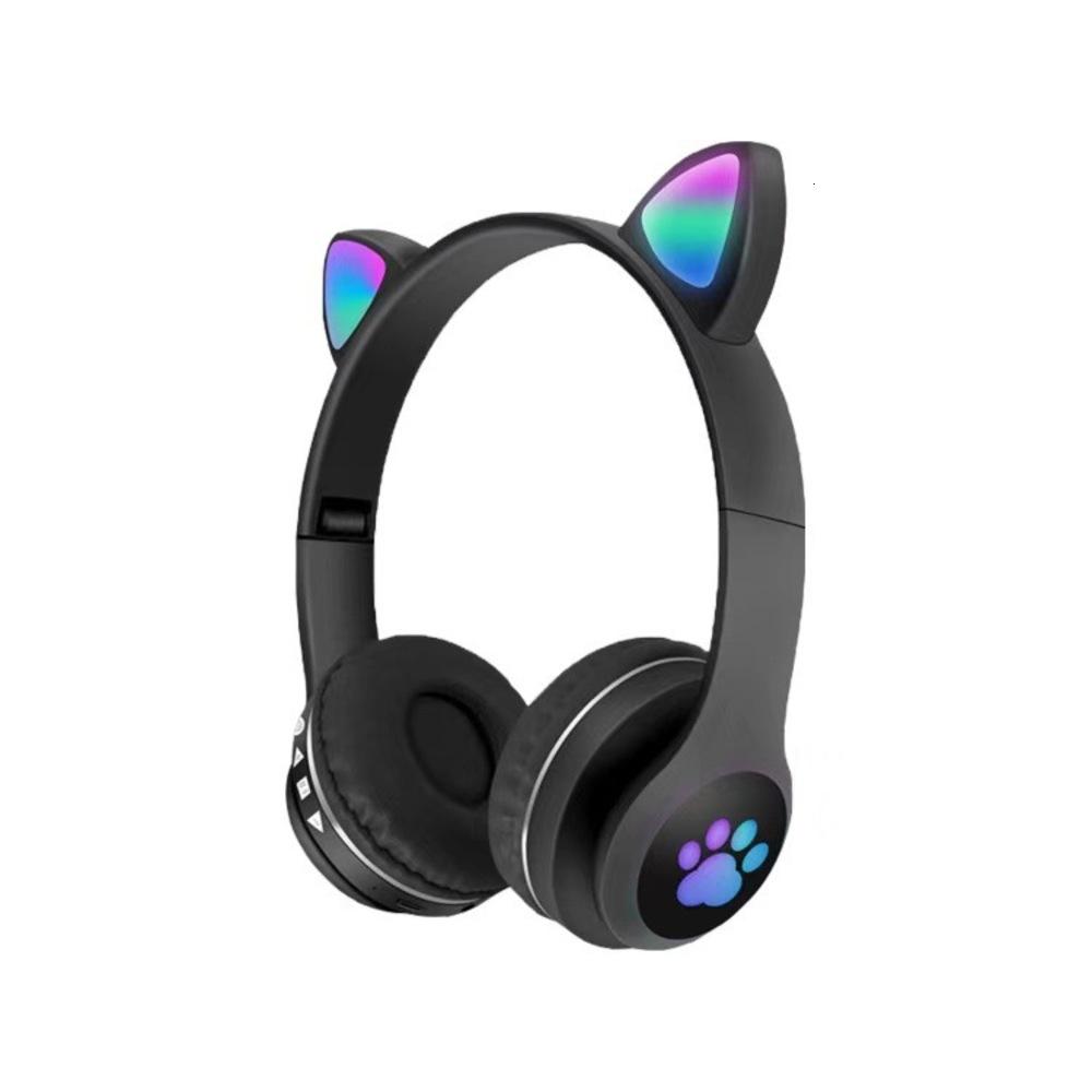 Auriculares Smartek Bluetooth Inalámbricos Oreja De Gato Con Luz Led - negro - 