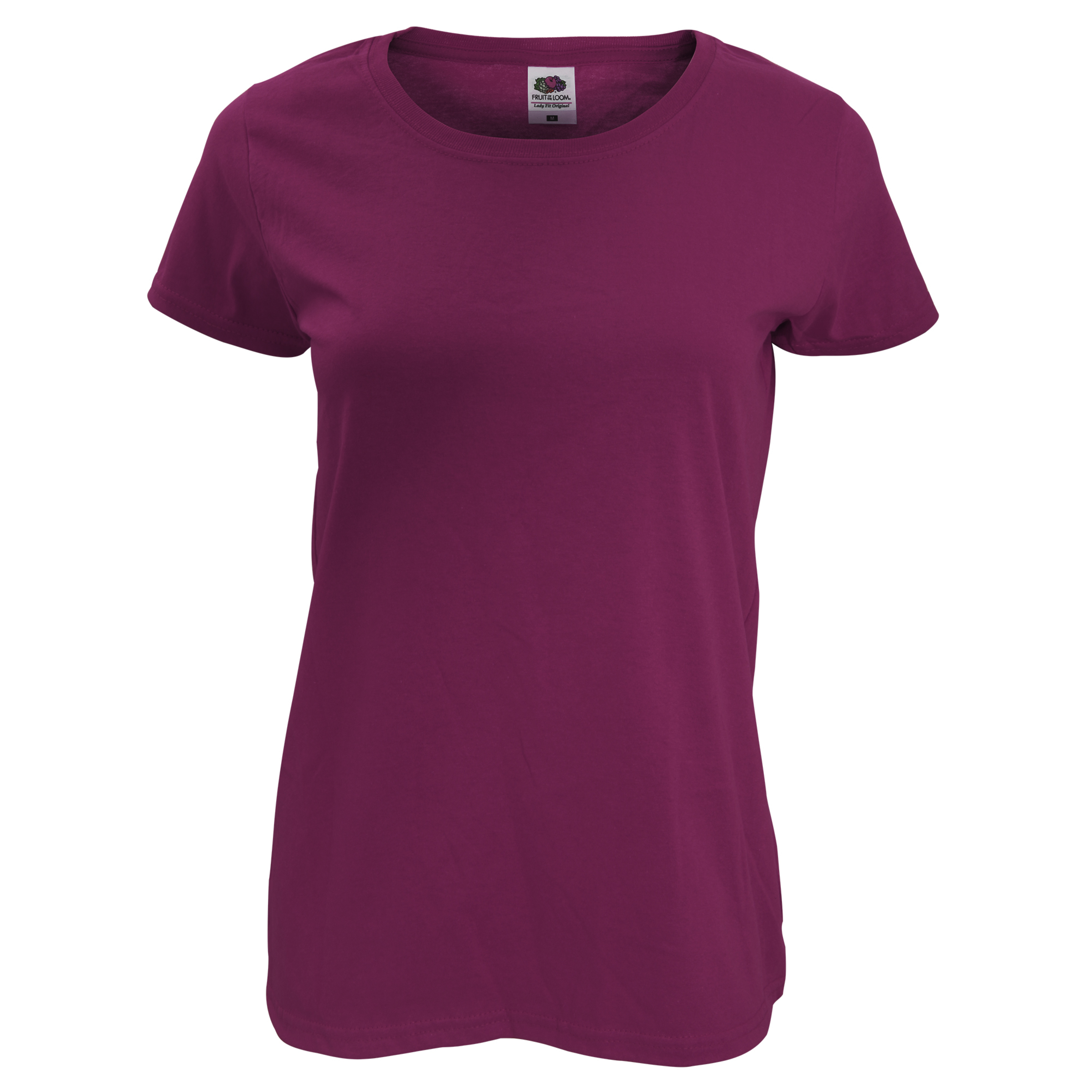 Camiseta De Manga Corta Ajustada Modelo Ladyfit Original Para Mujer Fruit Of The Loom (Burgundy)