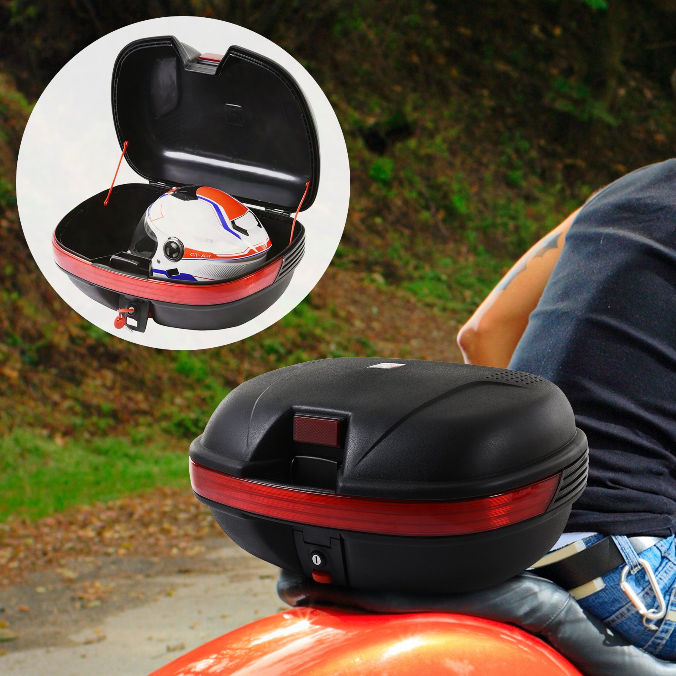 Homcom Universal Baúl De Moto Scooter Maleta Para 2 Cascos Medios Capacidad De 43 L Cerradura Con Do