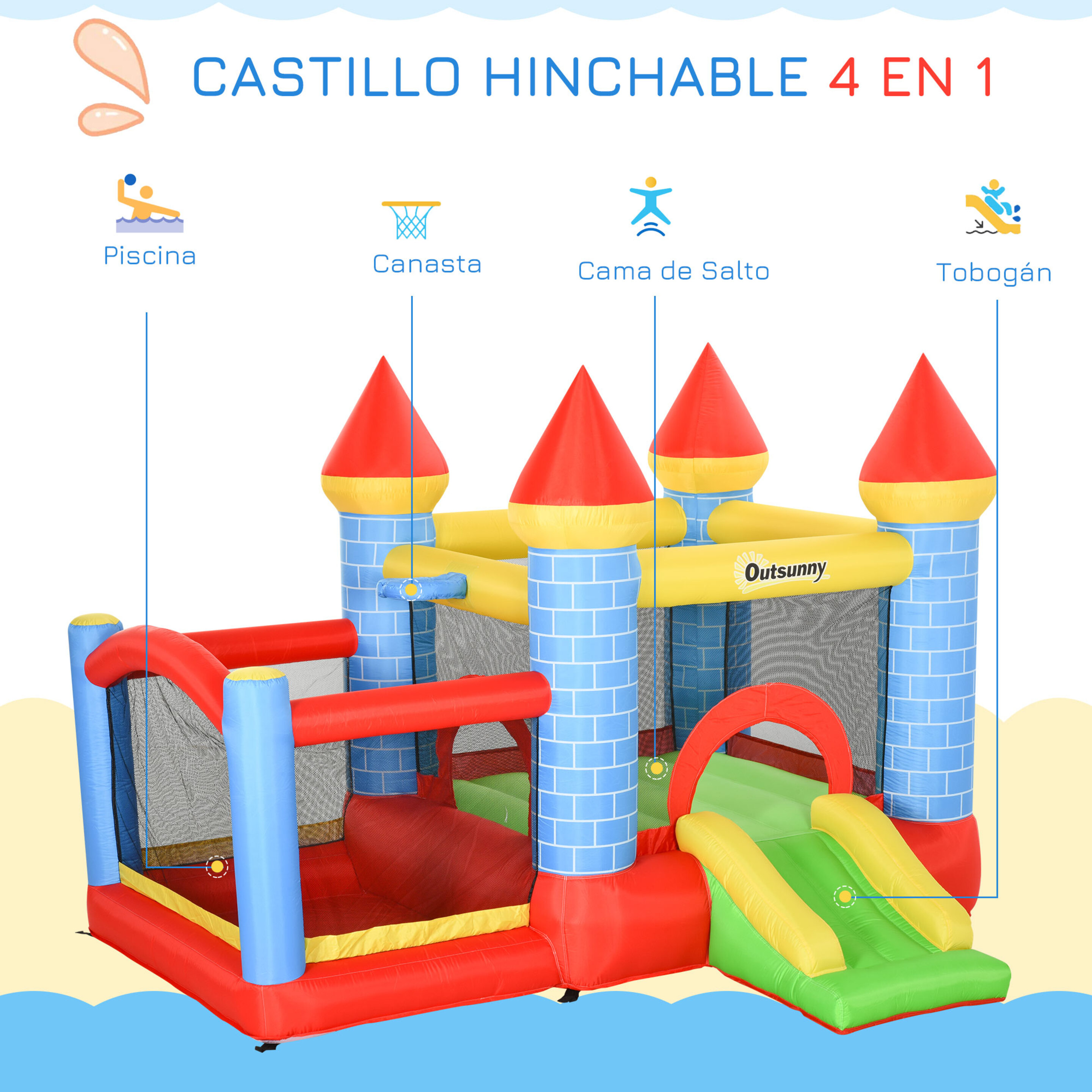 Castillo Inflable Outsunny 342-017v90