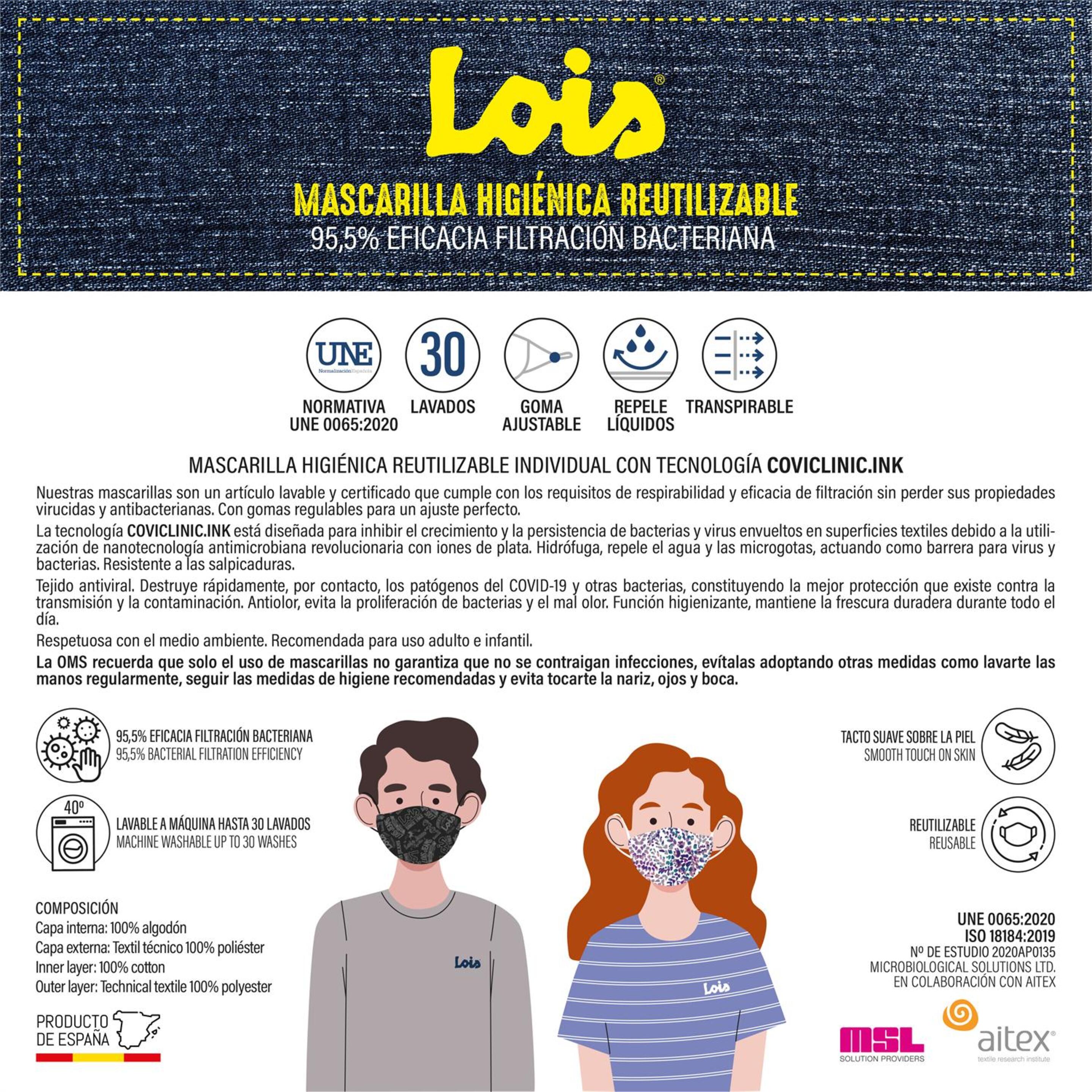 Mascarilla Higiénica Reutilizable Lois Denim