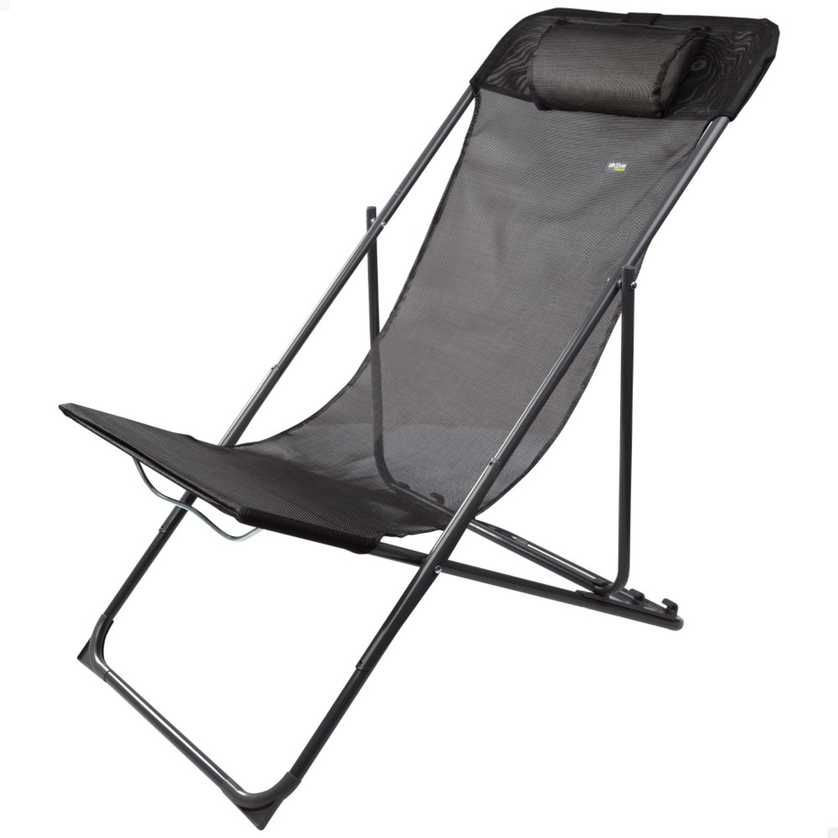 Cadeira De Jardim Dobrável Preta Multiposições C/almofada Aktive | Sport Zone MKP