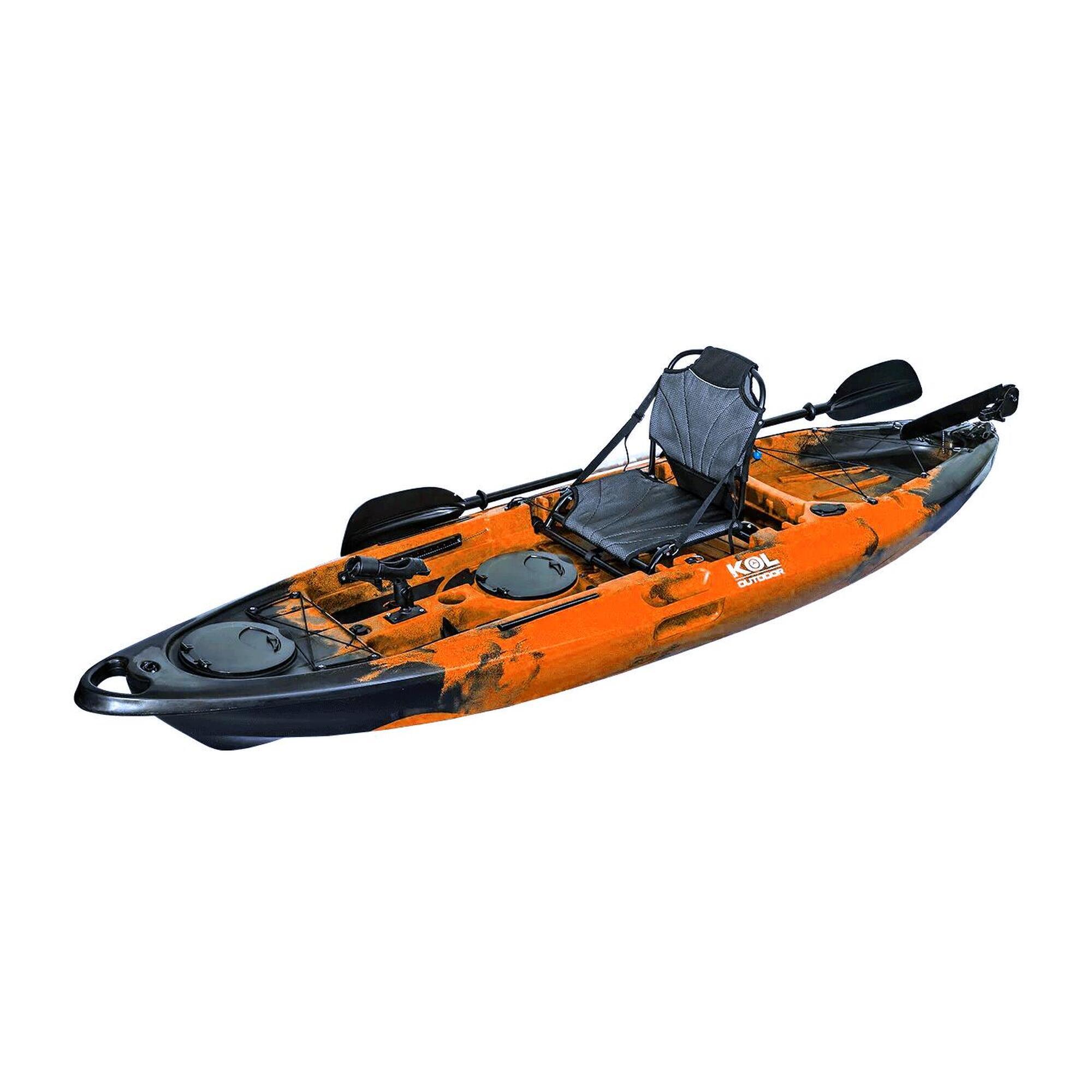 Kayak De Pesca Fury One Con Silla Aluminio Y Timón 310x85cm - naranja-negro - 