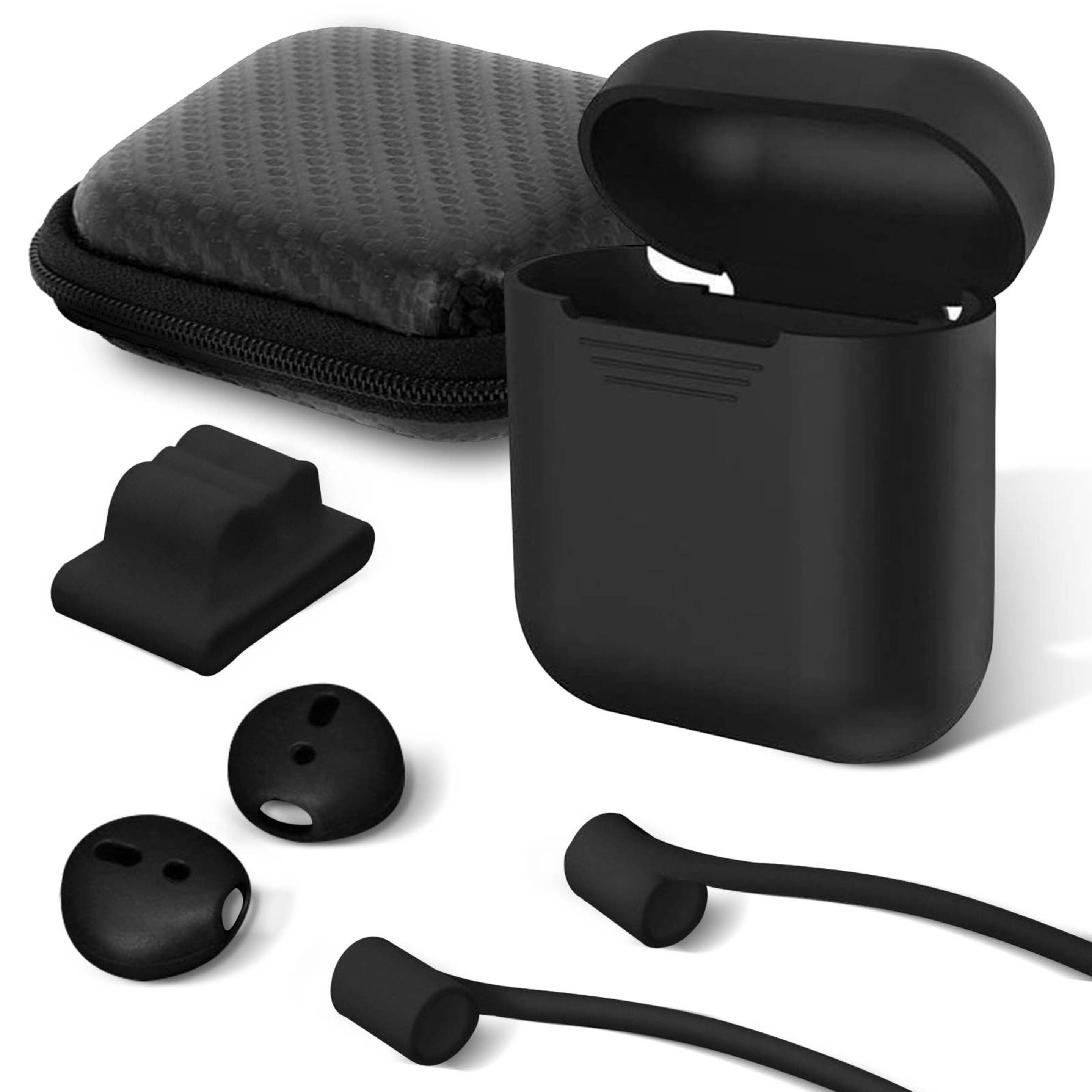 Kit Accesorios Airpods 5en1 Funda Estuche Cordón Almohadillas Sop. Applewatch