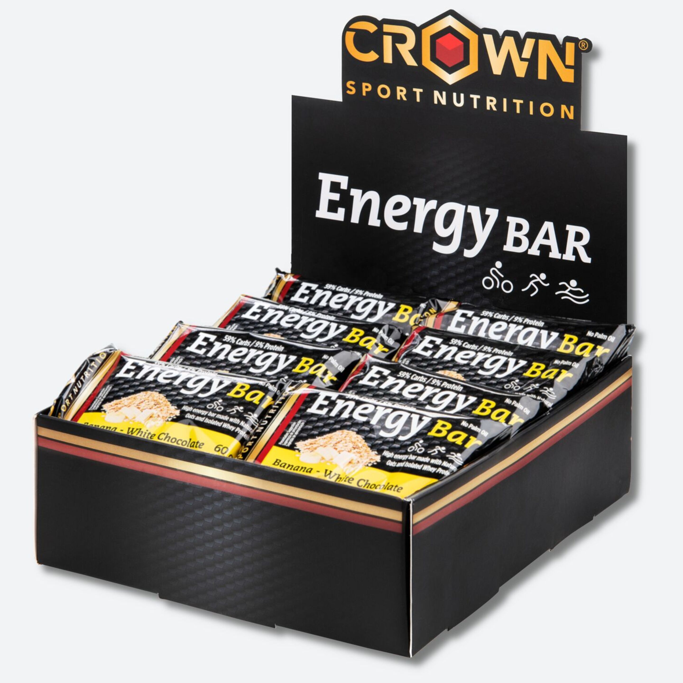 Energy Bar Crown Sport Nutrition Sabor Banana-chocolate Blanco 12 X 60 G - Barrita Energética De Avena  MKP