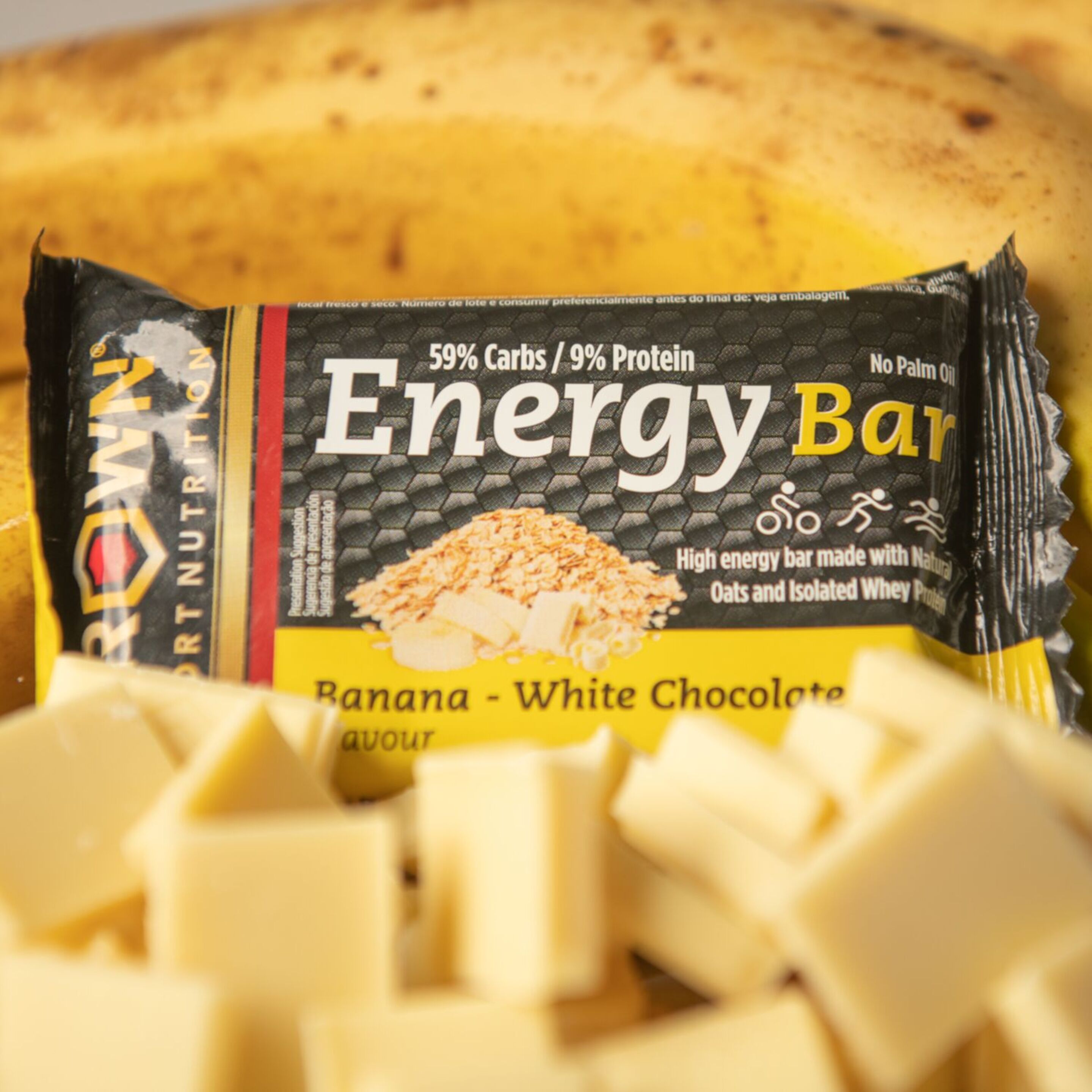 Energy Bar Crown Sport Nutrition Sabor Banana-chocolate Blanco 12 X 60 G - Barrita Energética De Avena  MKP