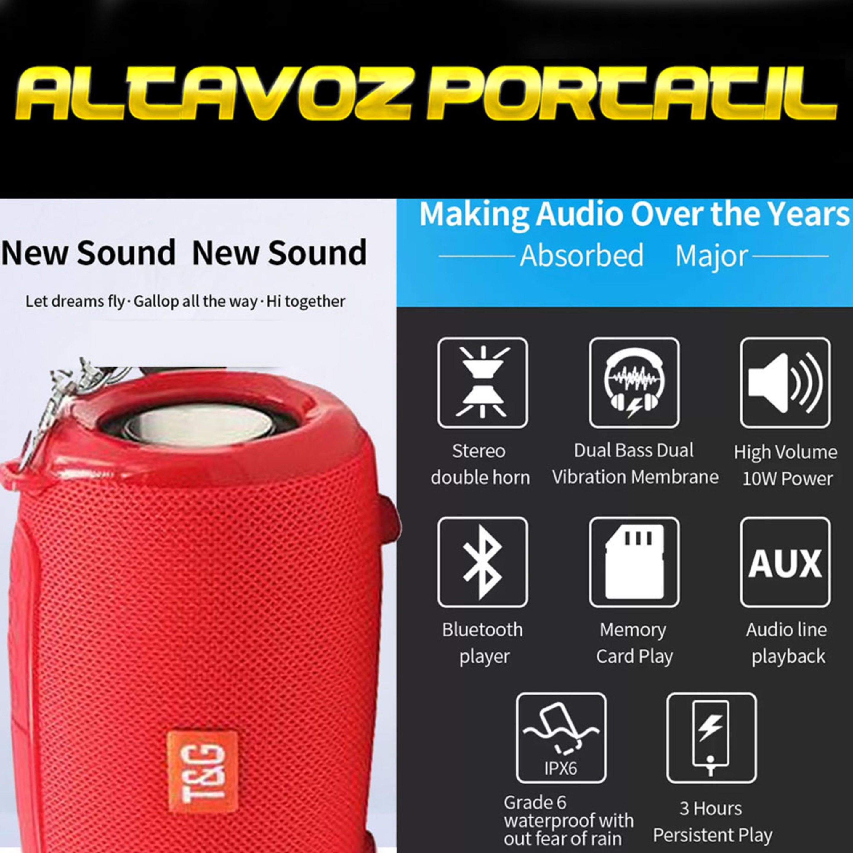 Altavoz Bluetooth Portátil Estéreo Klack 5.0 Inalámbrico 5w