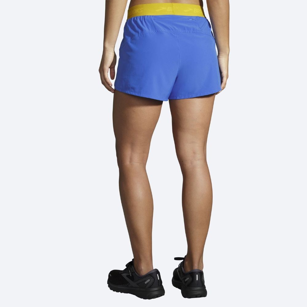 Calças De Corrida Chaser 3" Para Mulher Azul Dourado Brooks | Sport Zone MKP