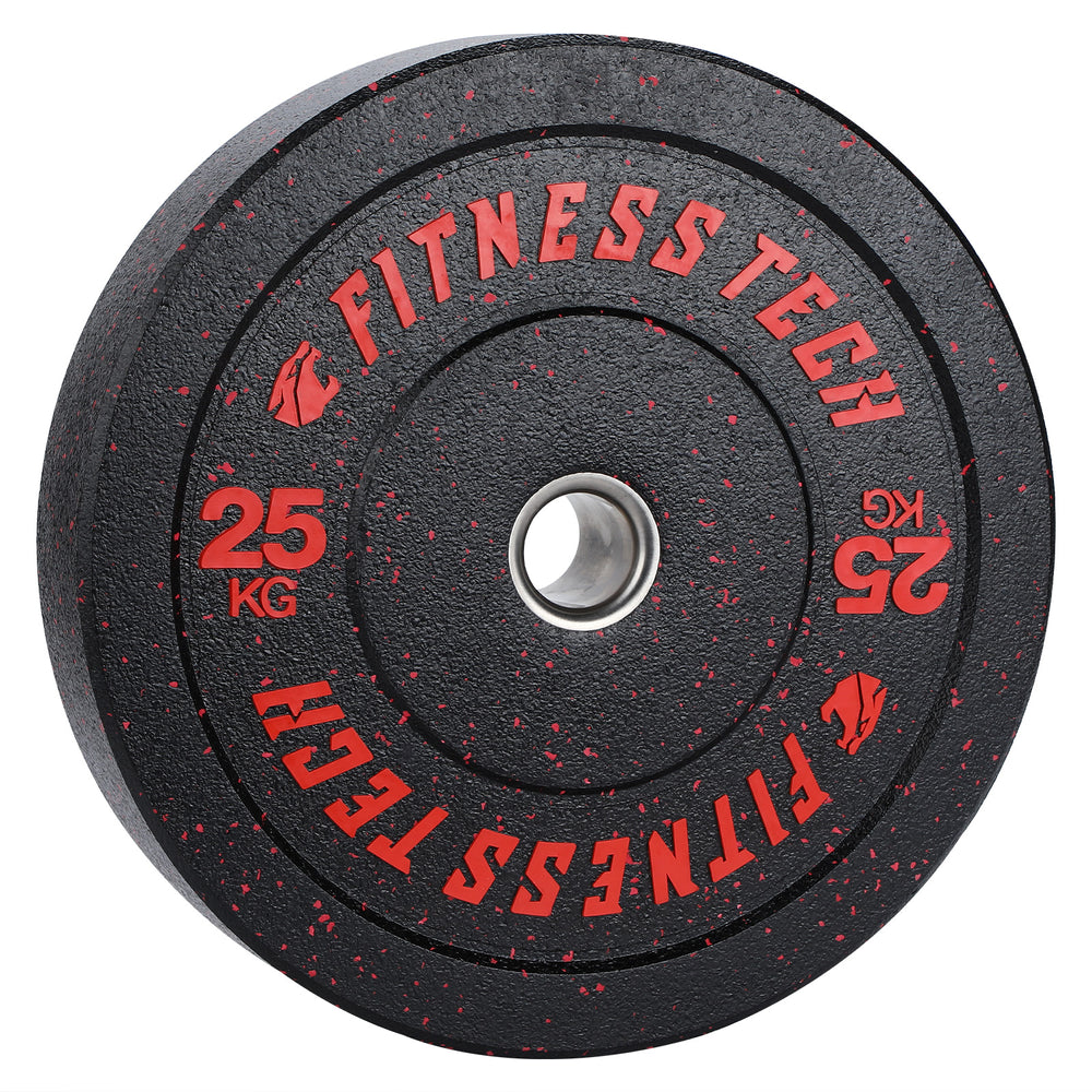 Disco Bumper Plate Hi Temp Musculación Fitness Tech 25kg - negro-rojo - 