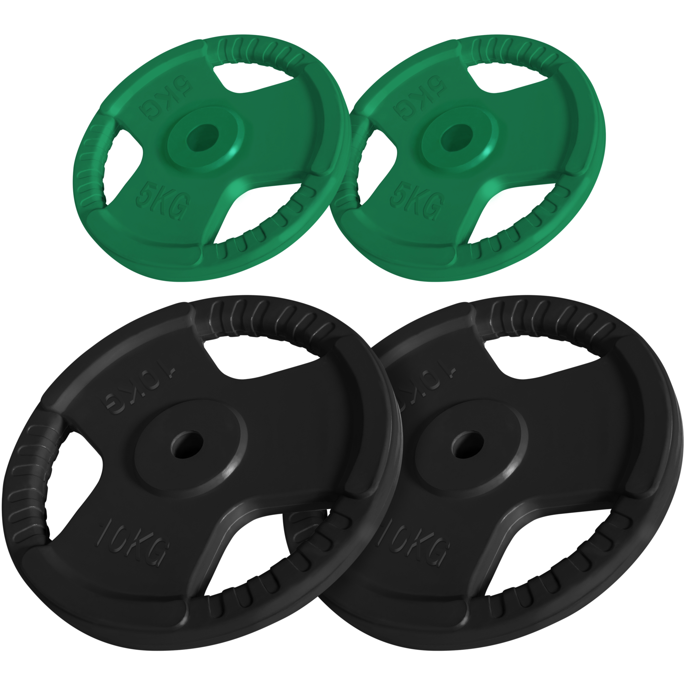 Kit Discos Triple Agarre Gorilla Sports 2x5kg 2x10kg - verde-negro - 