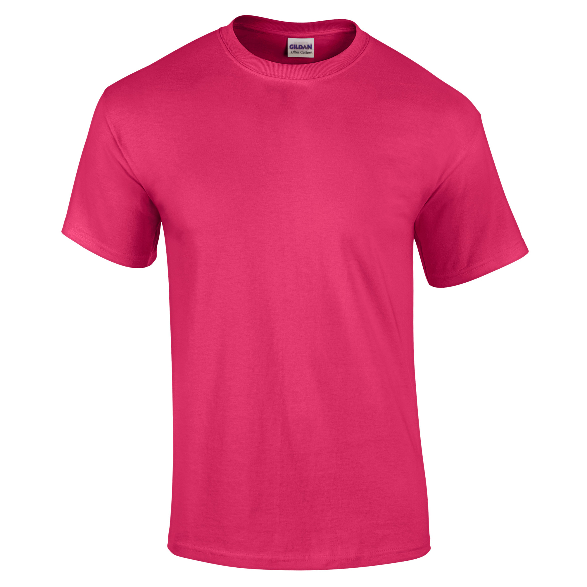 Camiseta Básica De Manga Corta Gildan Ultra Cotton - rosa-fluor - 