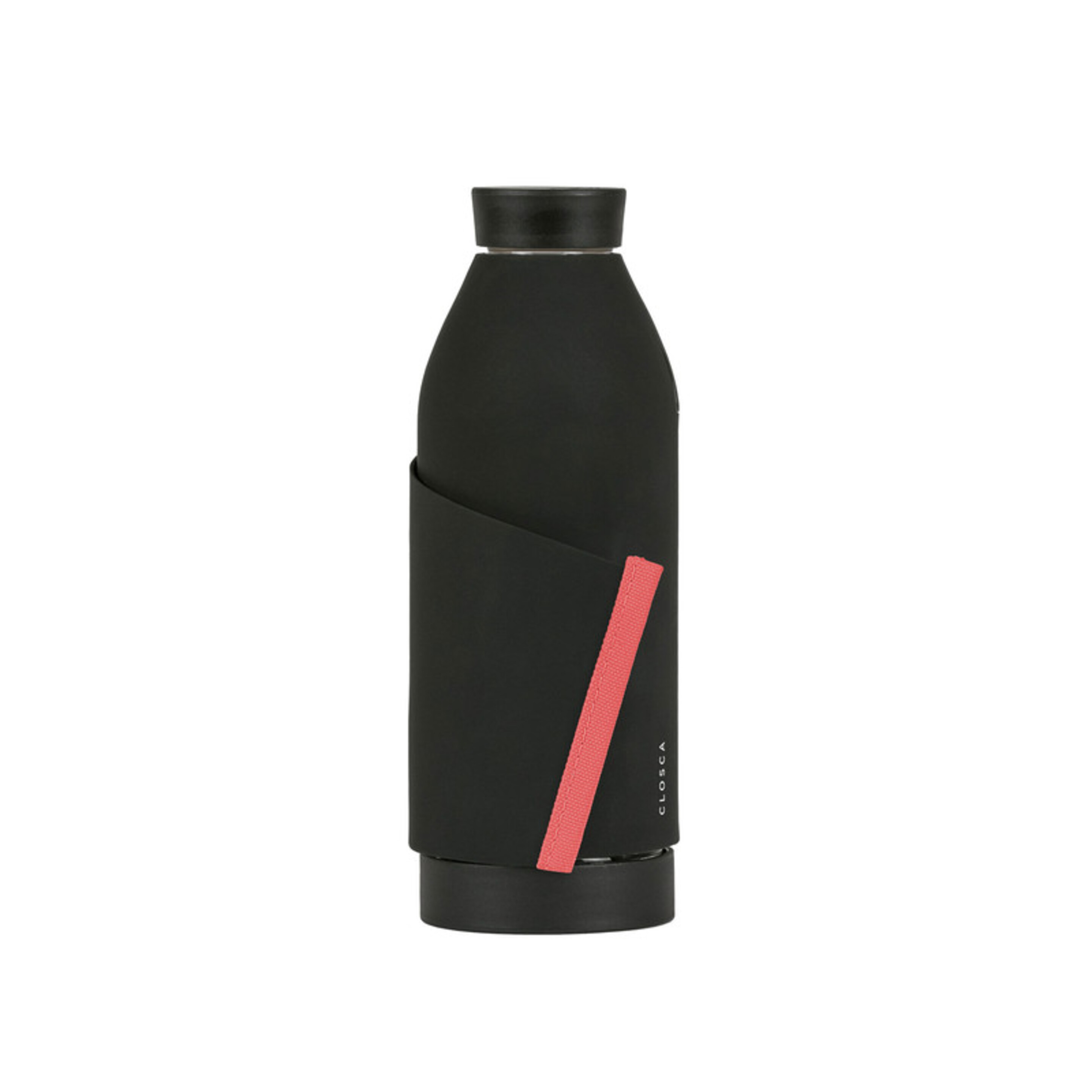 Botella De Agua Clásica De Vidrio De 420 Ml - Negro/Rojo - Doble Apertura Y Sistema De Agarre.  MKP