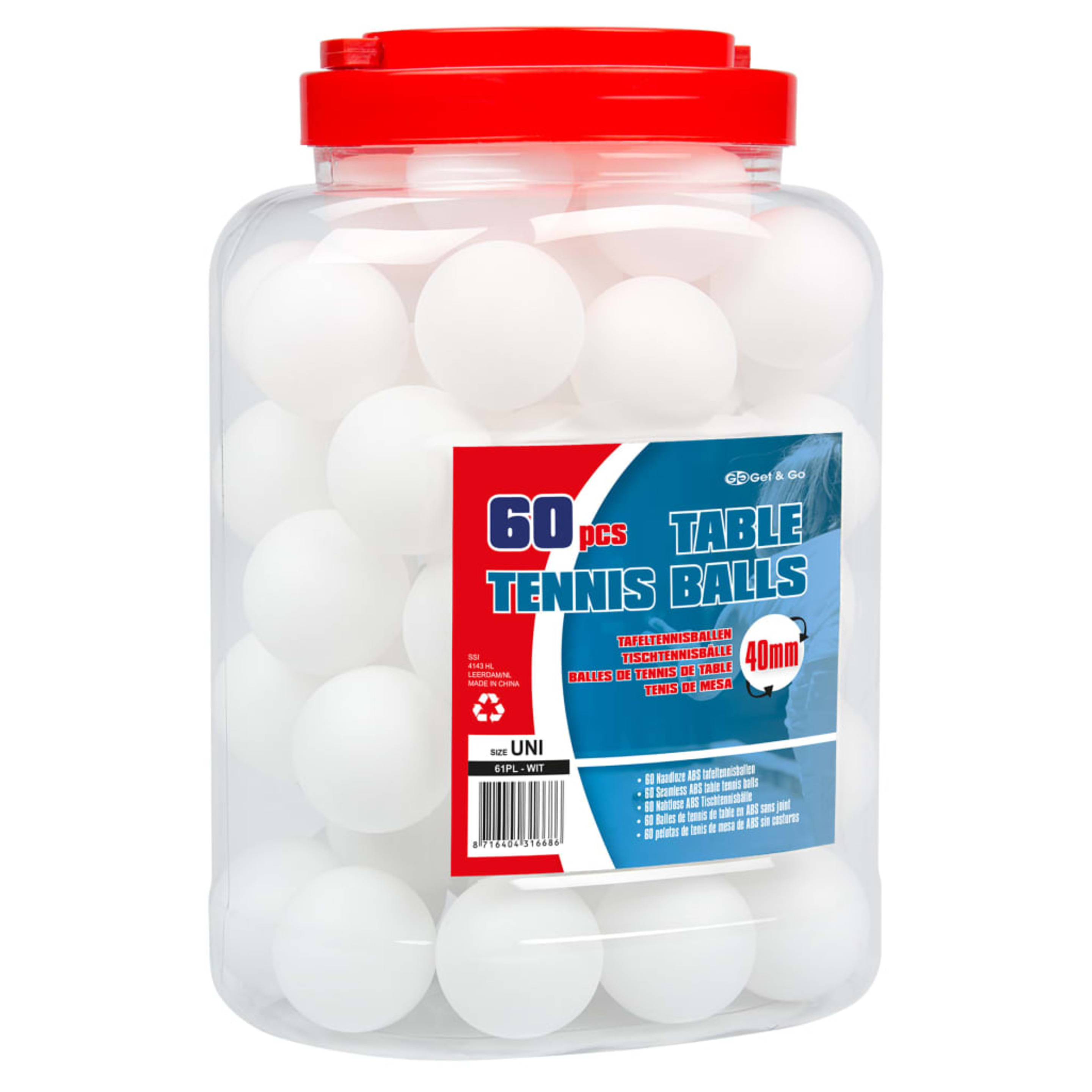 Get &amp; Go Pelotas De Ping Pong 60 Unidades Abs Blanco