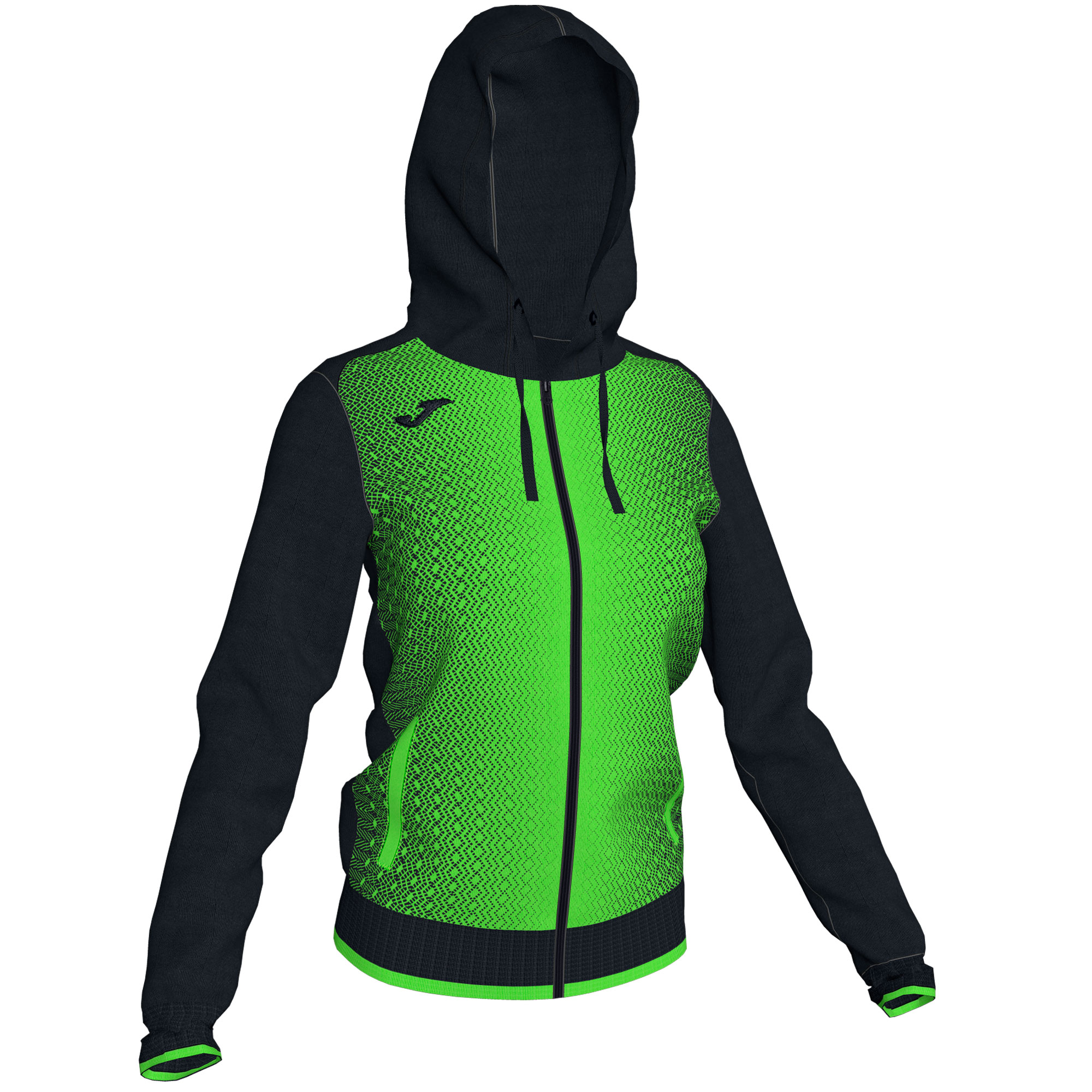 Chaqueta Con Capucha Joma Supernova Negro Verde Flúor