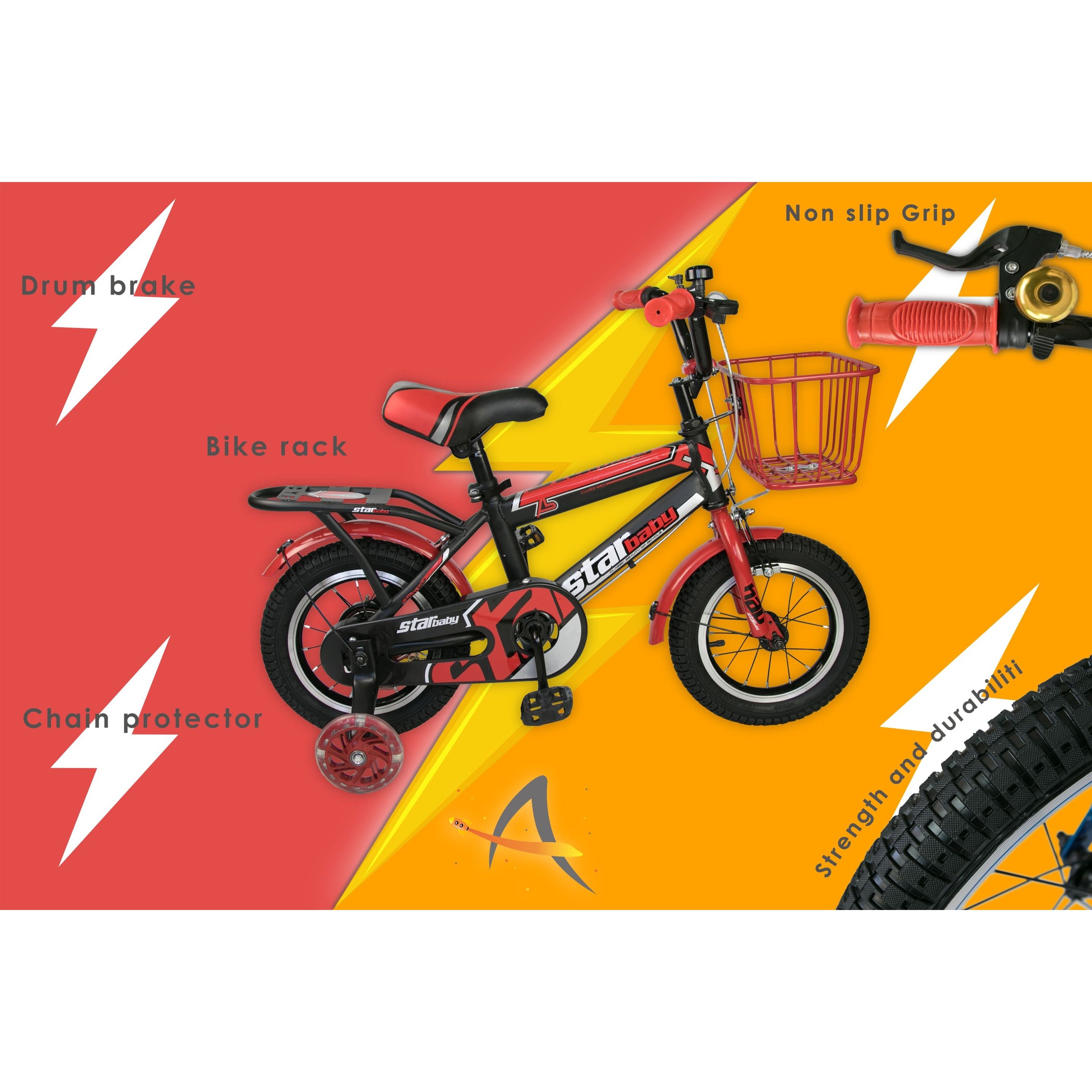 Bicicleta Infantil 12 Pulgadas Airel - Rojo/Negro  MKP