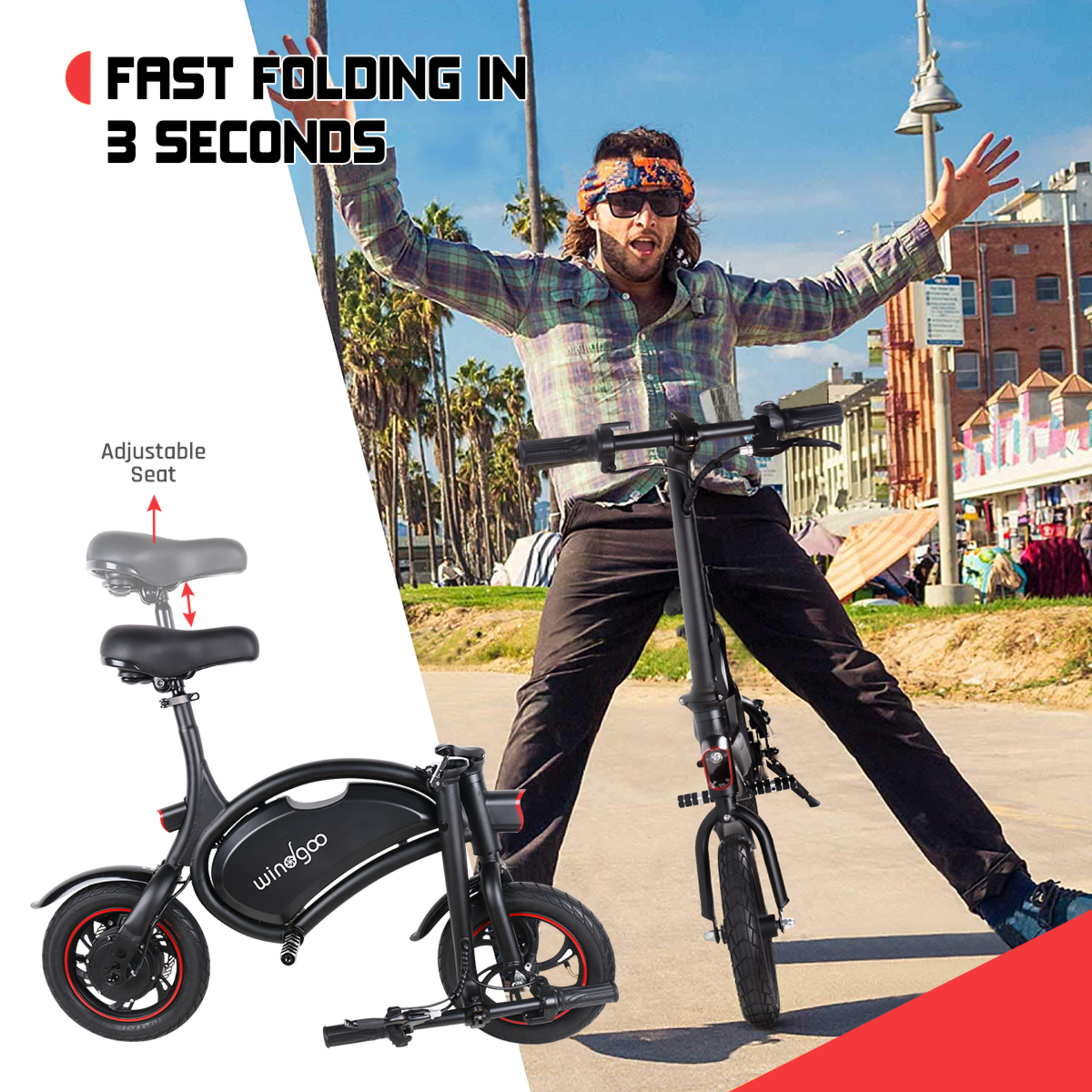 Bicicleta Plegable | Bicicleta Eléctrica 25km / H | Windgoo B3 Mini Scooter