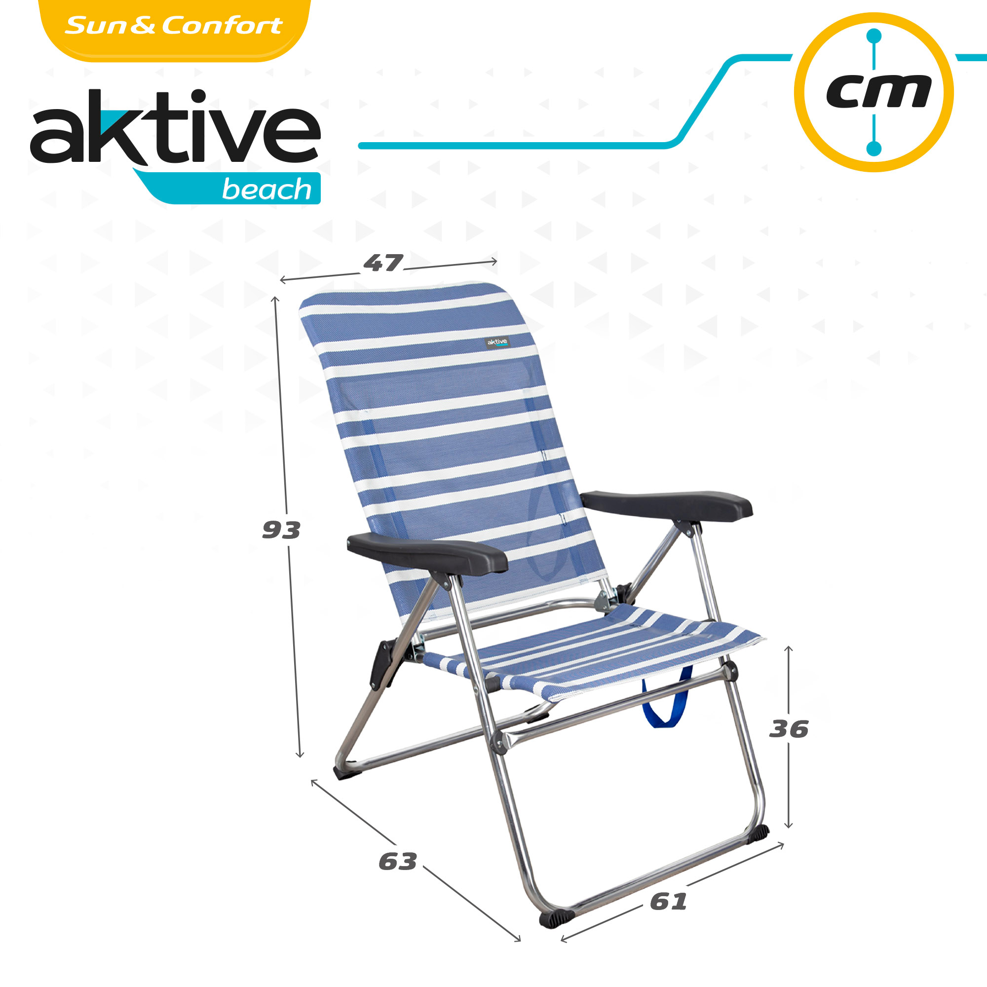 Saving Pack 2 Cadeiras De Praia Anti-queda Multiposições Mykonos 47x63x93 Cm Aktive