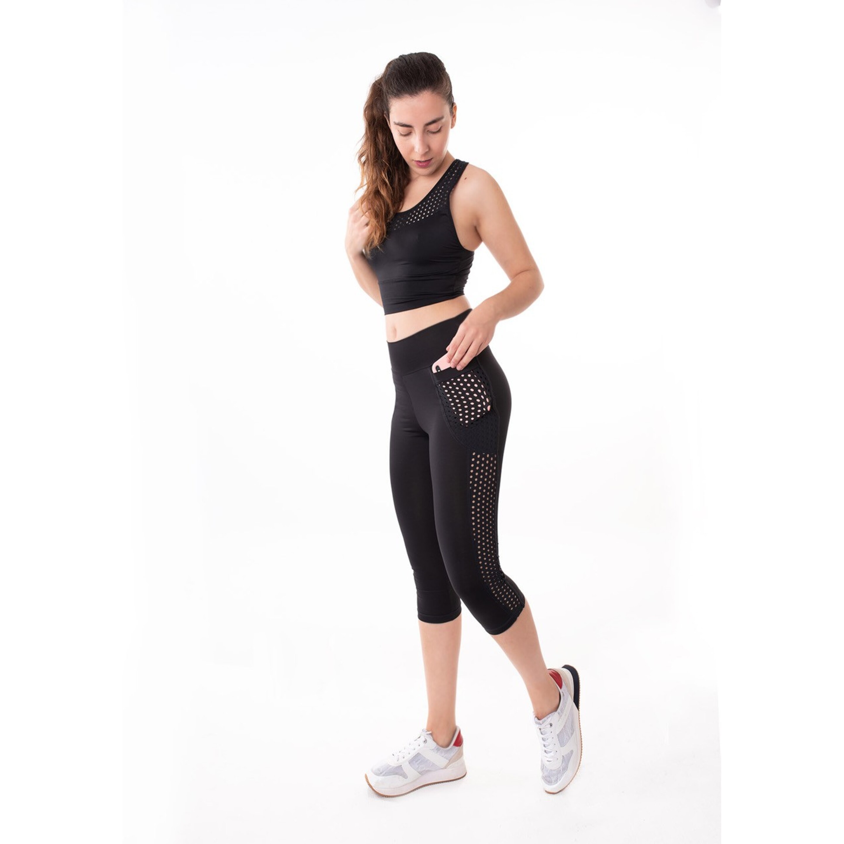 Set: Crop Top Con Bolsillo & Legging Con Bolsillo Compresivo, Cutback