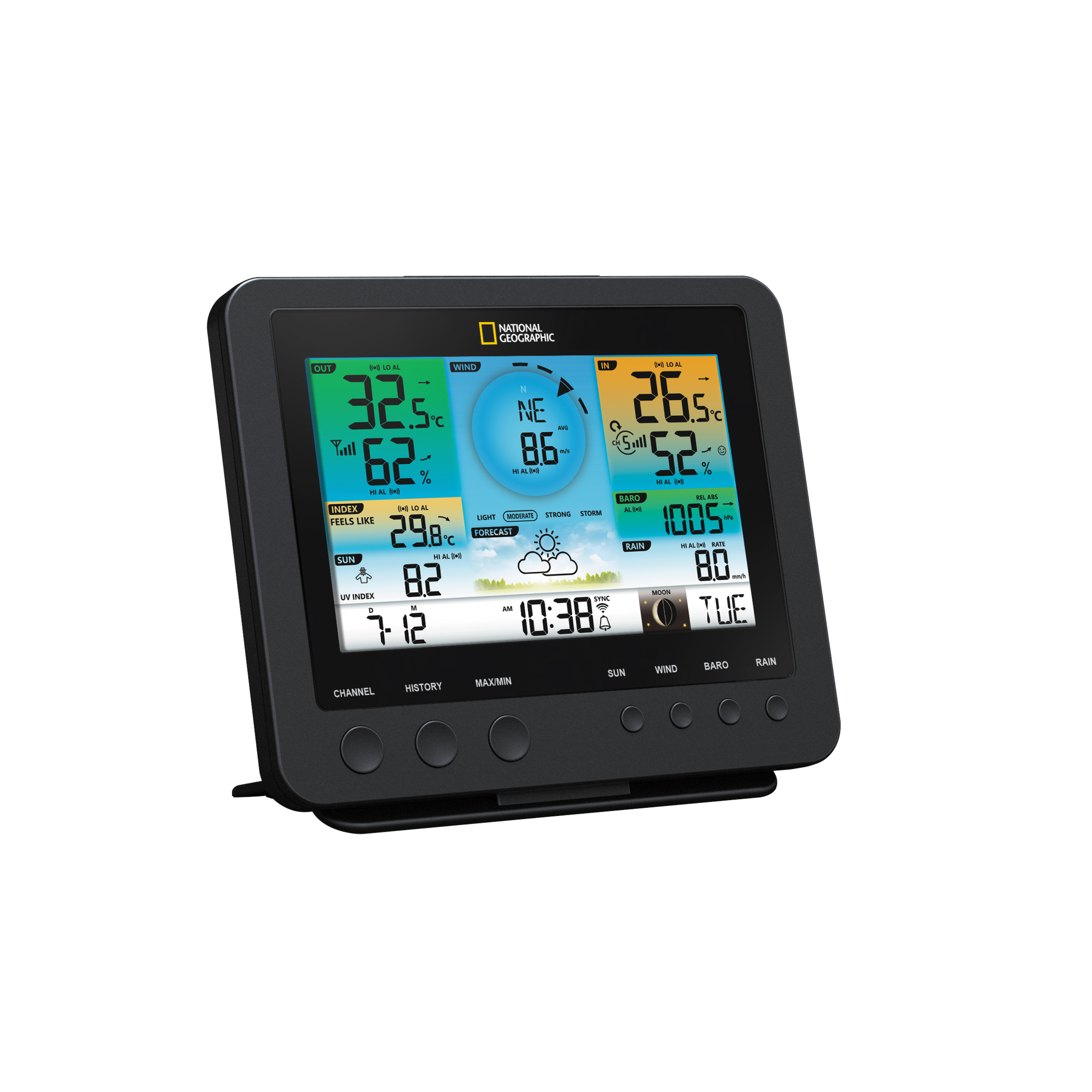 National Geographic 7 In 1 Wifi Color Weather Centre Com Sensor Profissional - negro - 