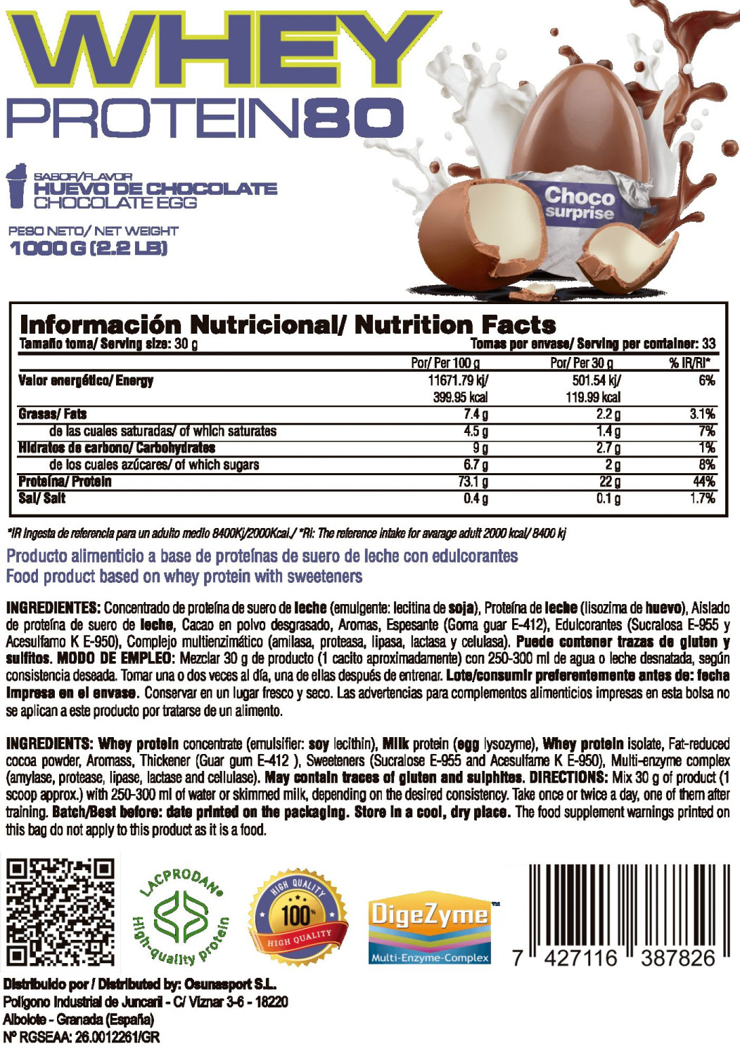 Whey Protein80 - 1kg De Mm Supplements Sabor Choco Surprise (huevo De Chocolate)  MKP