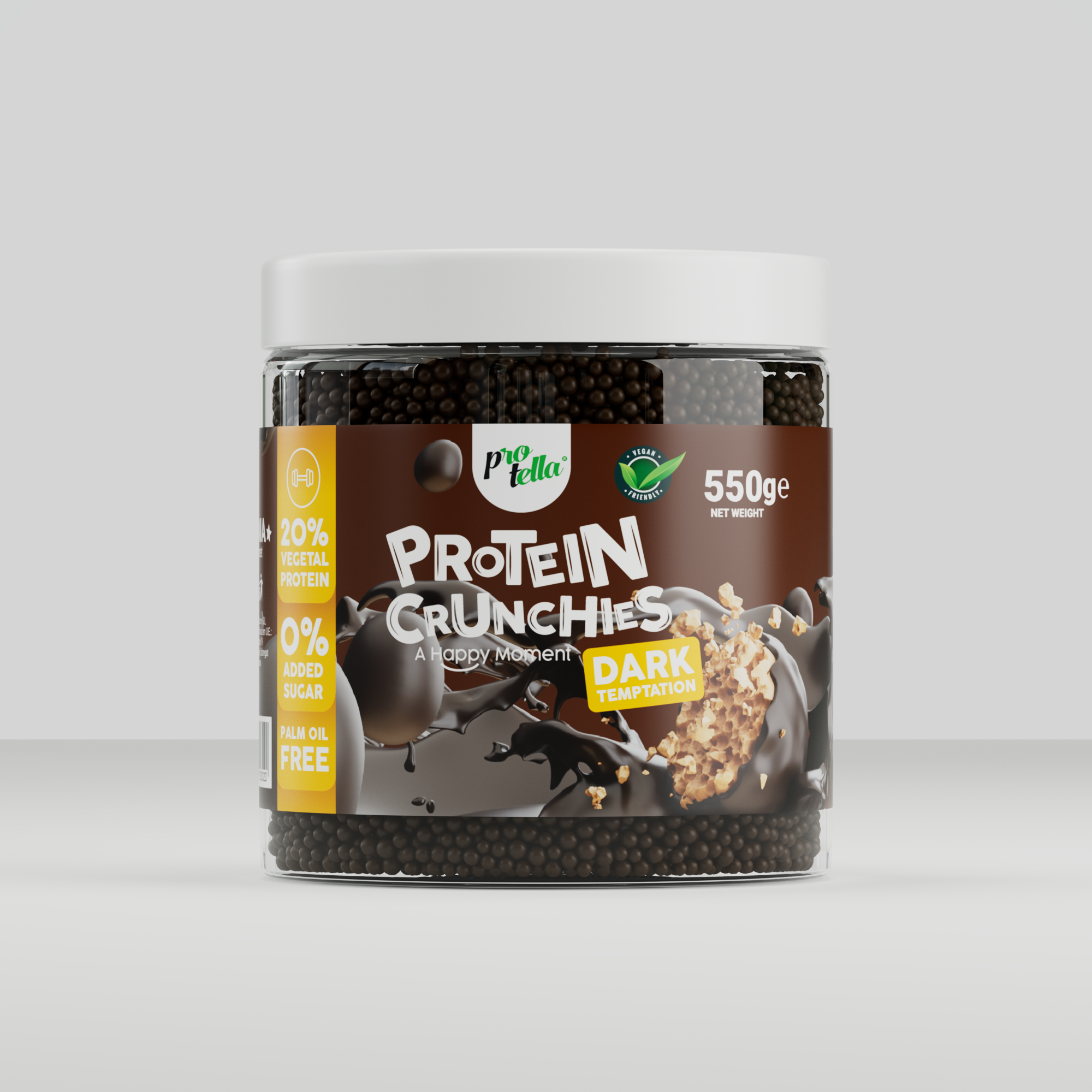 Bolitas De Proteina Sabor Chocolate Negro Protella Protein Crunchies Dark Temptation 550gr