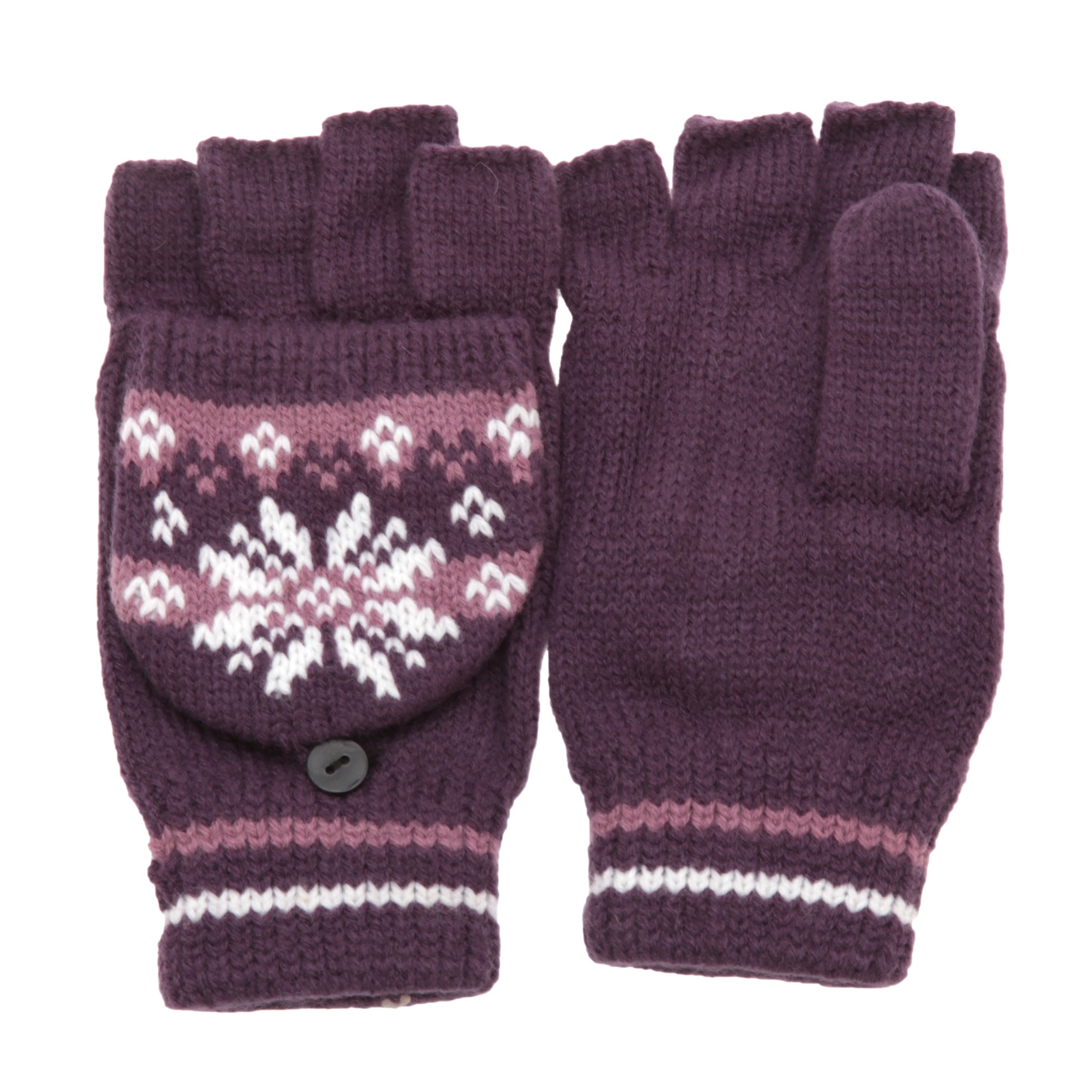 Guantes Sin Dedos Convertibles En Manopla Con Estampado Para Mujer Universal Textiles (Morado/rosa