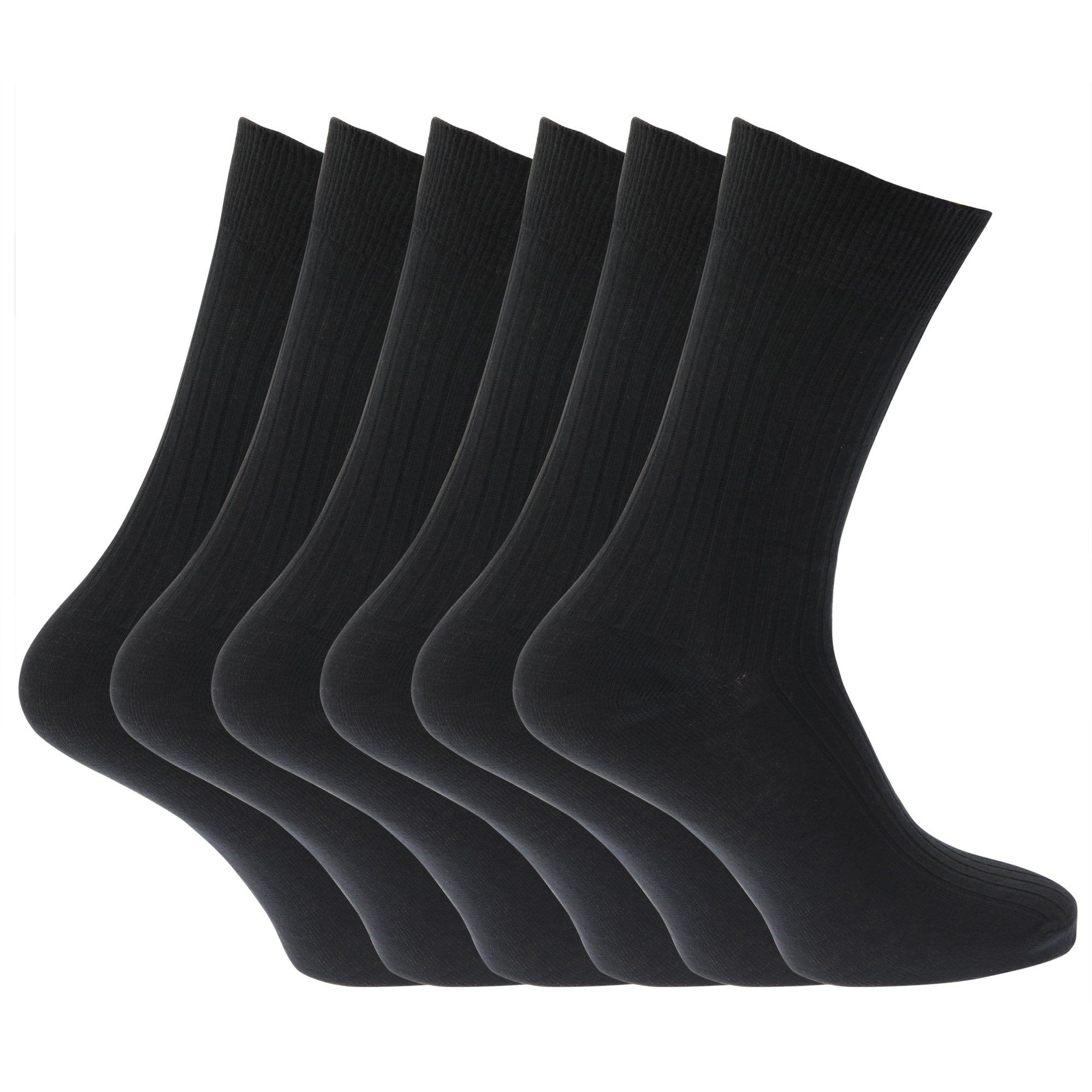 Calcetines Clásicos Acanalados 100% Algodón (pack De 6) - negro - 