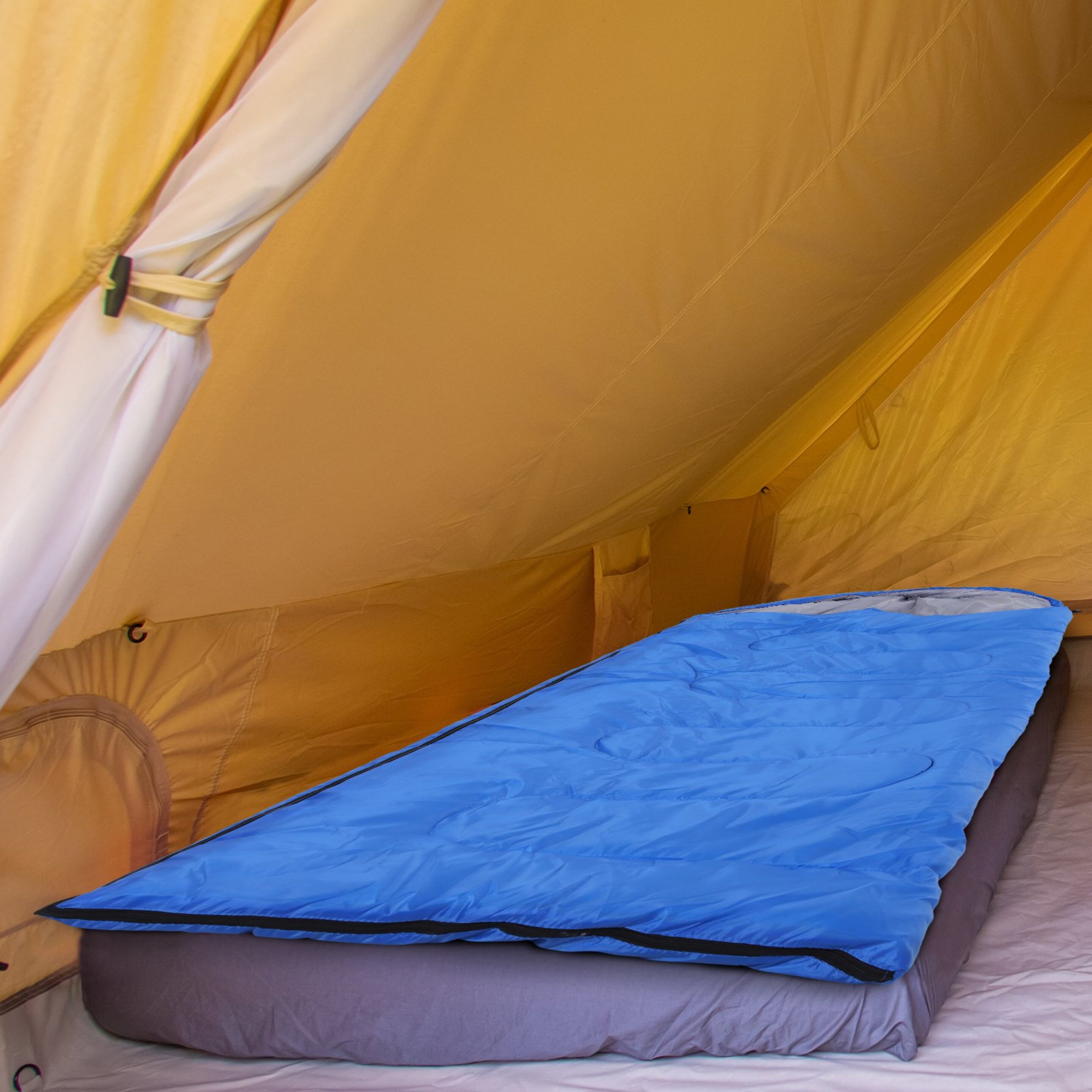 Outsunny Saco De Dormir De Camping De 1 Plaza 210x75 Cm Azul