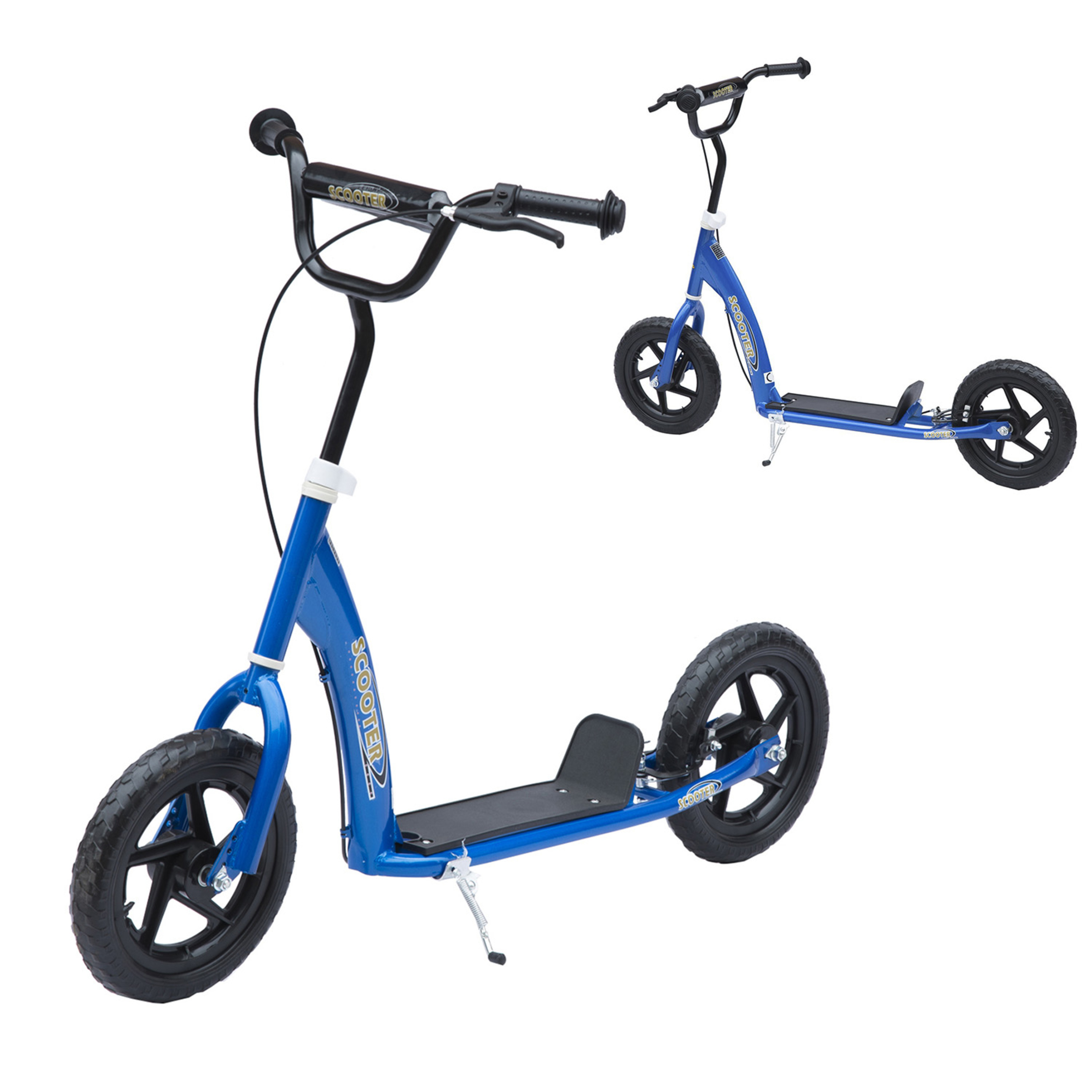 Homcom® Patinete Scooter 2 Ruedas Manillar Ajustable Azul 120x52x80-88cm