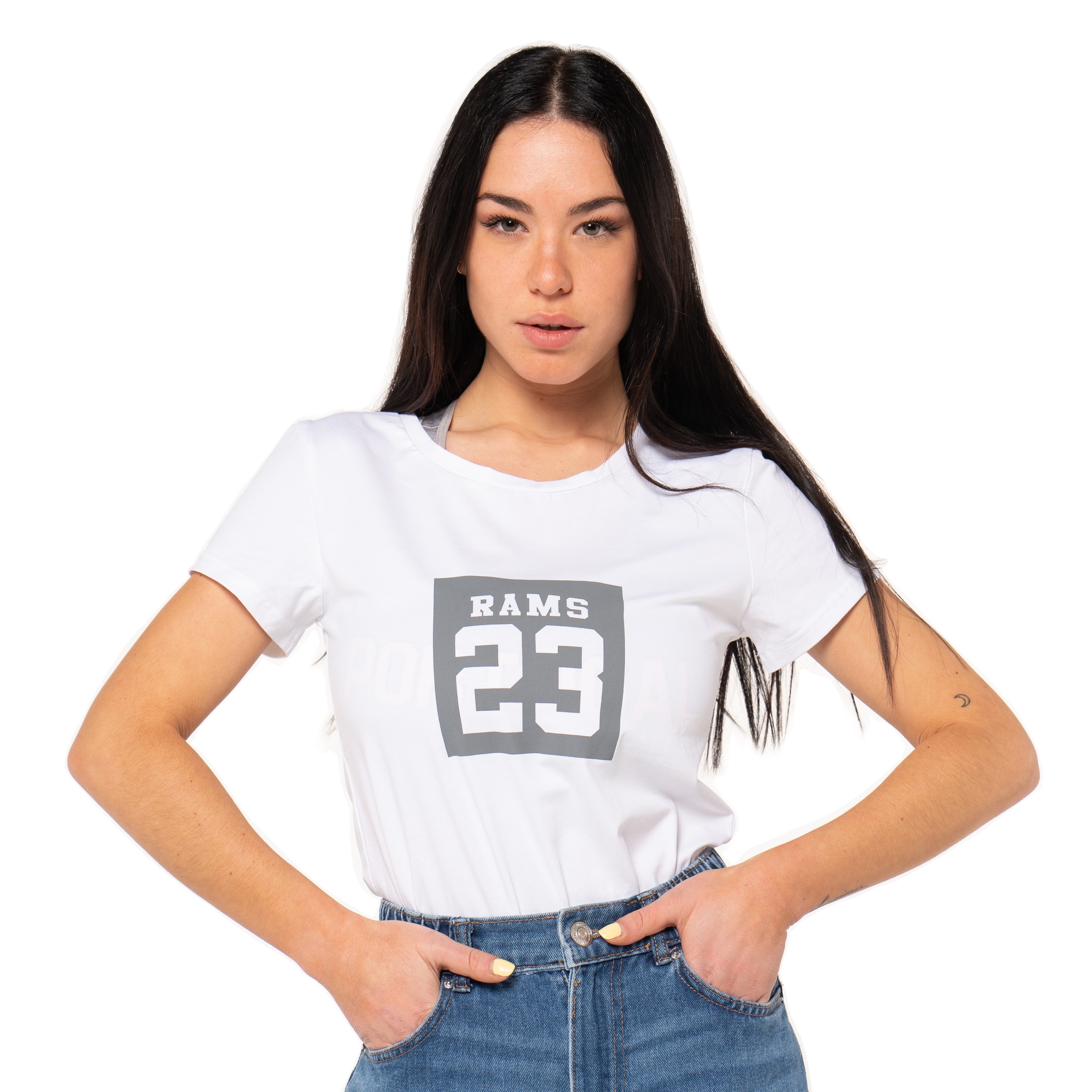 Camiseta Manga Corta Cuadrado Rams 23 - Blanco  MKP