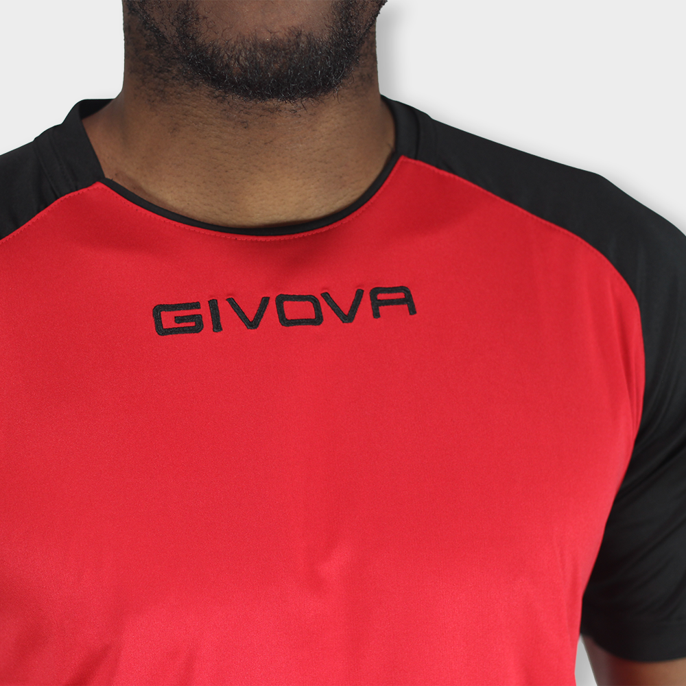 Camisa De Futebol Givova Capo Vermelha/preta Poliéster