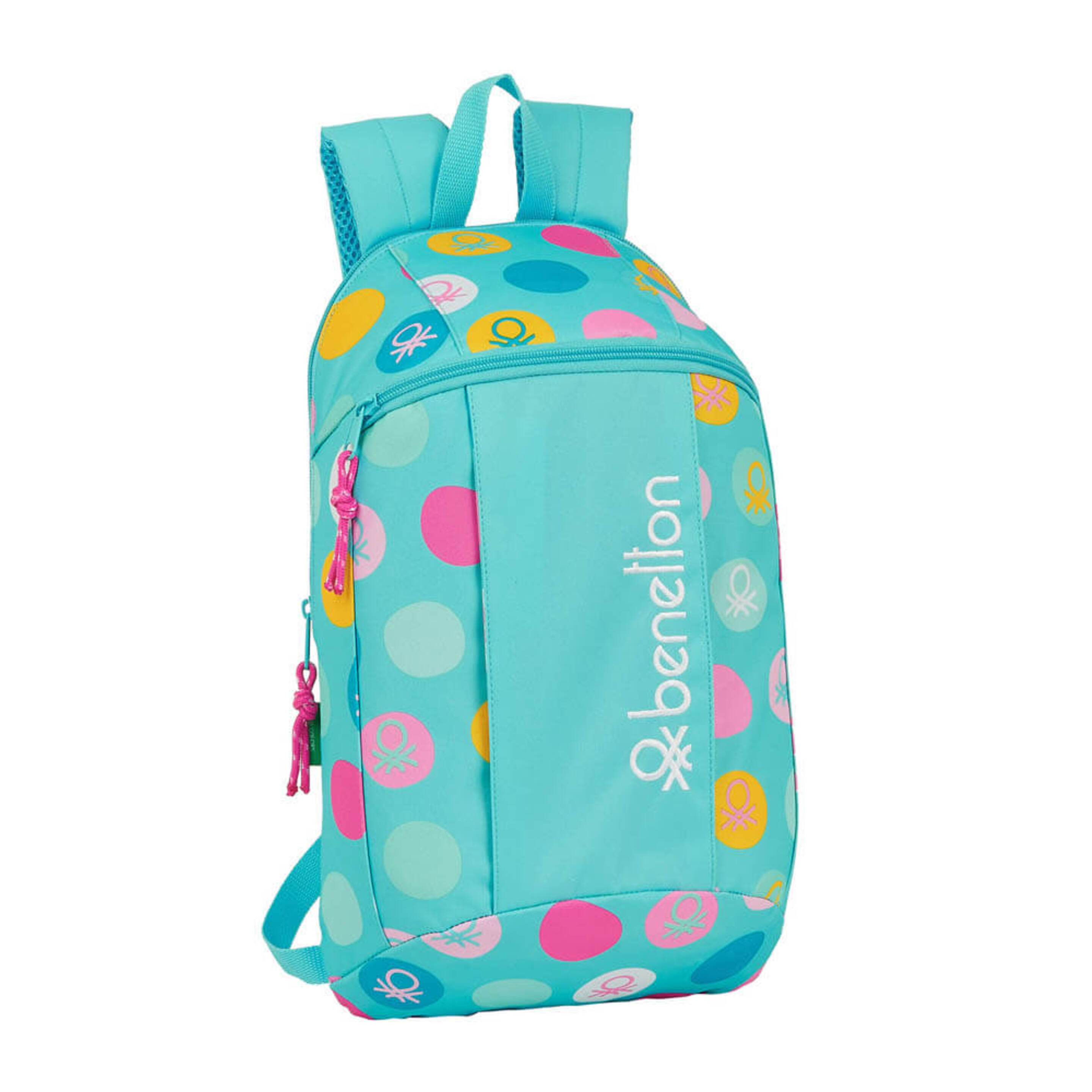 Mini Mochila Benetton Topos Turquesa