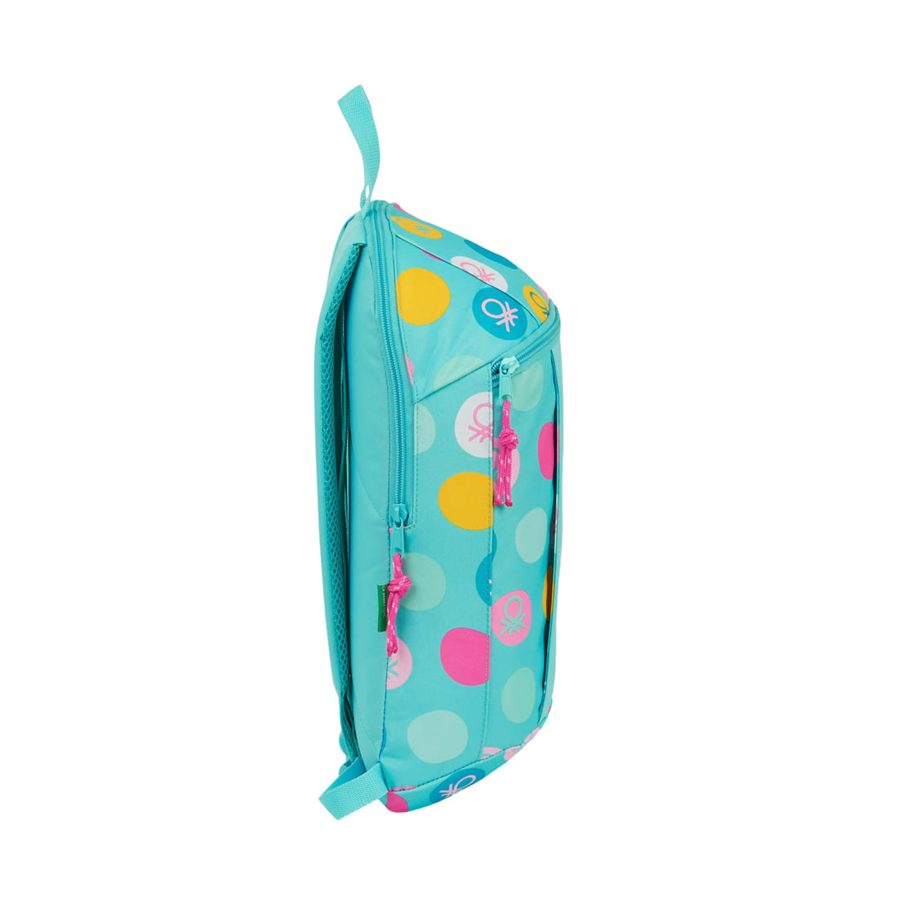 Mini Mochila Benetton Topos Turquesa