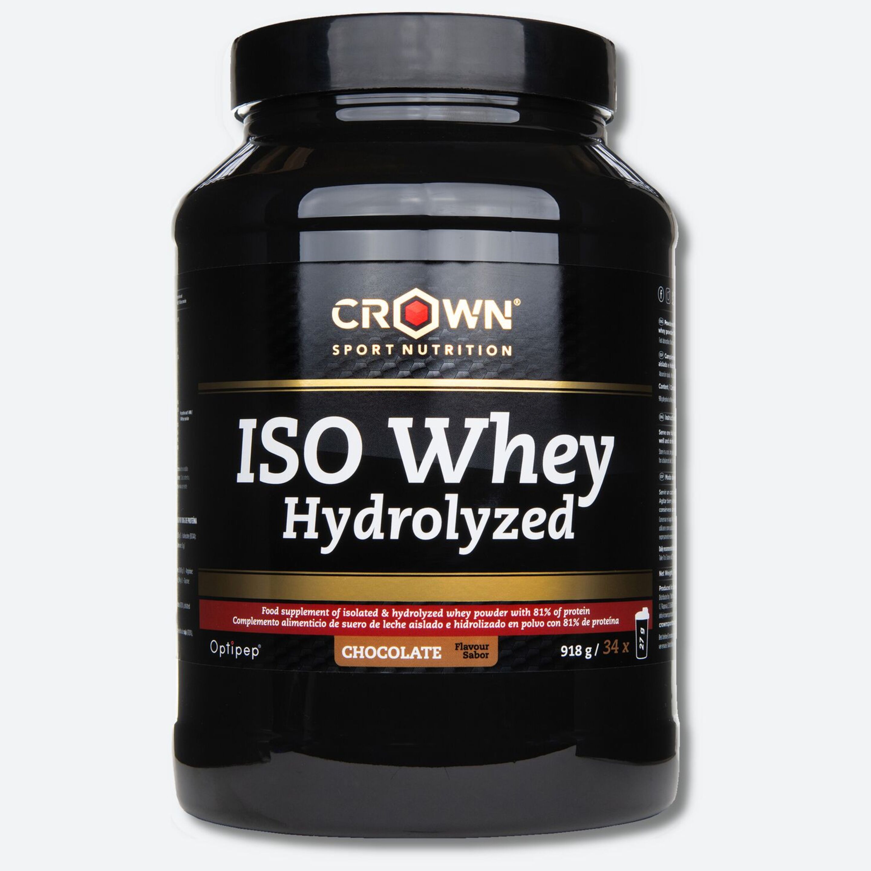 Pote De Isolado Hidrolisado De Proteína De Soro De Leite De 918g Crown Sport Nutrition Chocolate