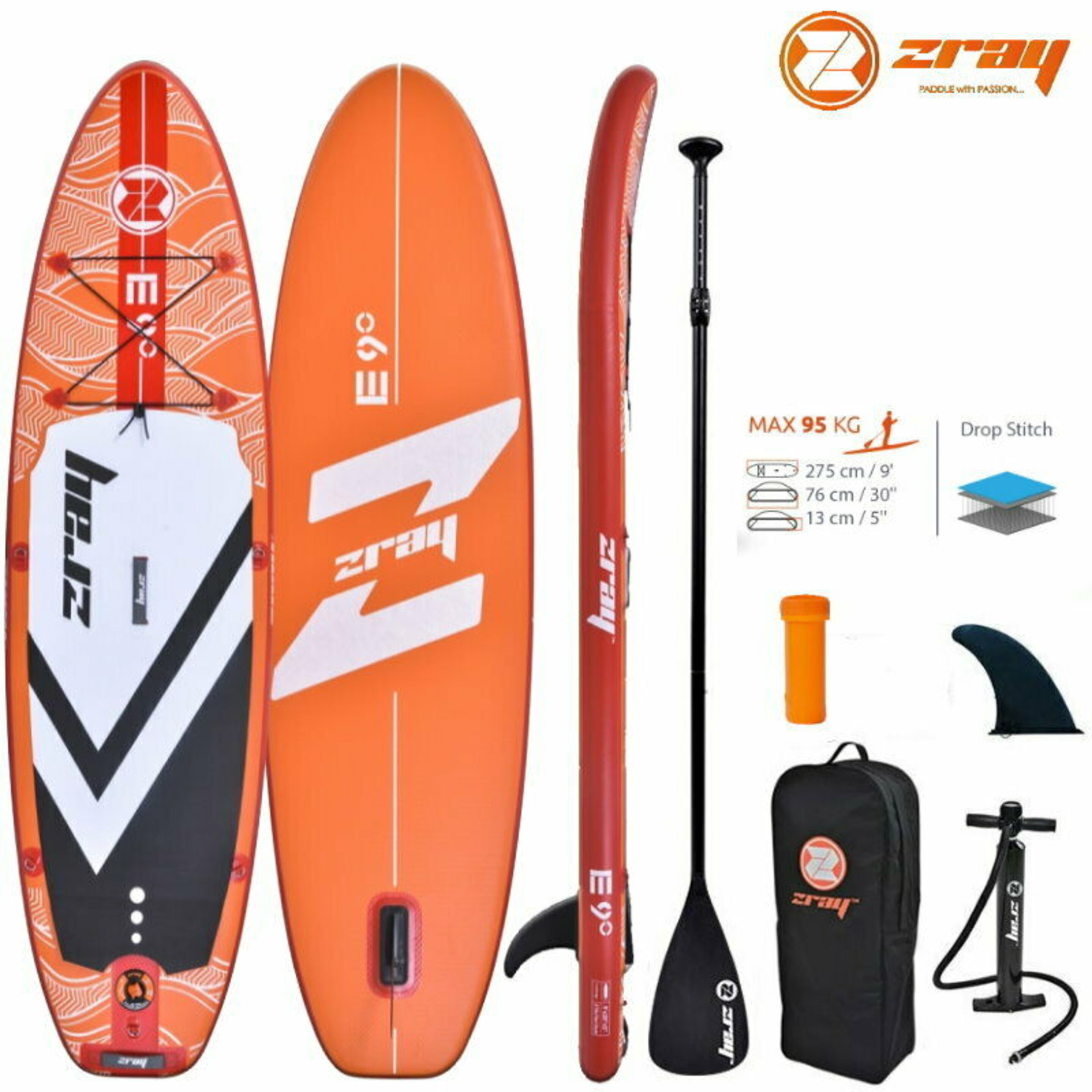Tabla Paddle Surf Zray Evasion 9' - Naranja  MKP