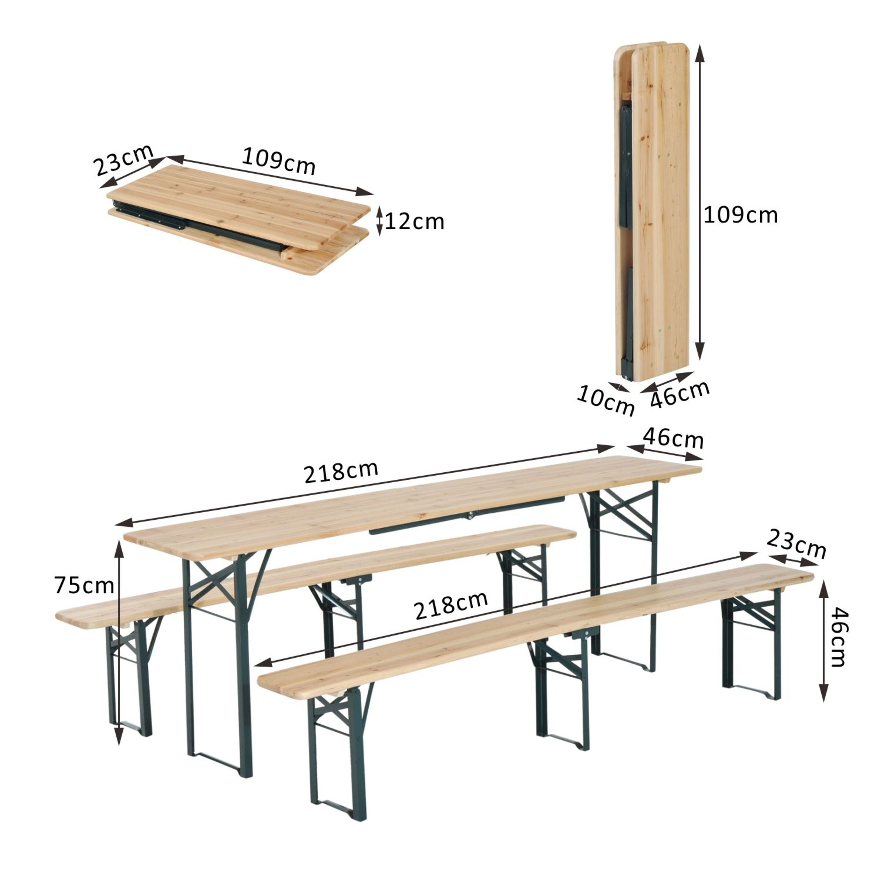 Outsunny Conjunto De Muebles Para Jardín, Terraza, Patio, Camping O Picnic – Color Madera – Hierro