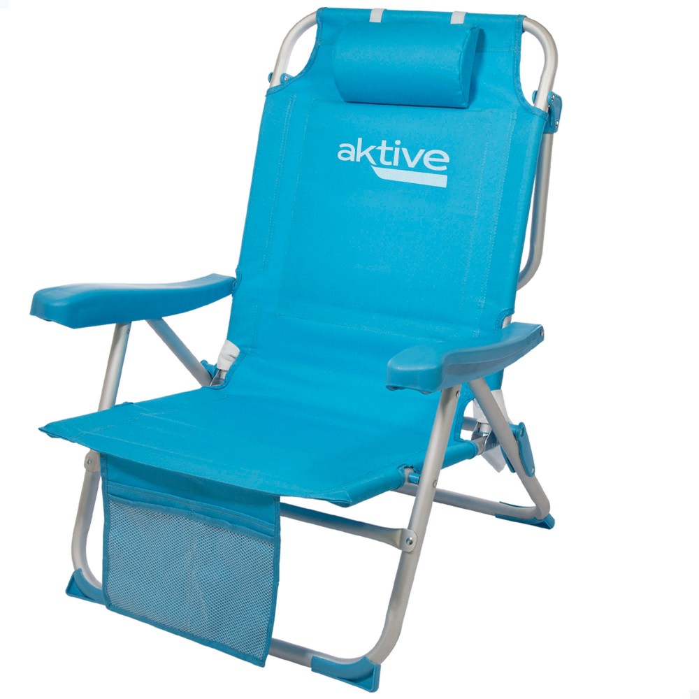 Cadeira Mochila Dobrável Alumínio Aktive Beach 5 Posições - azul - 