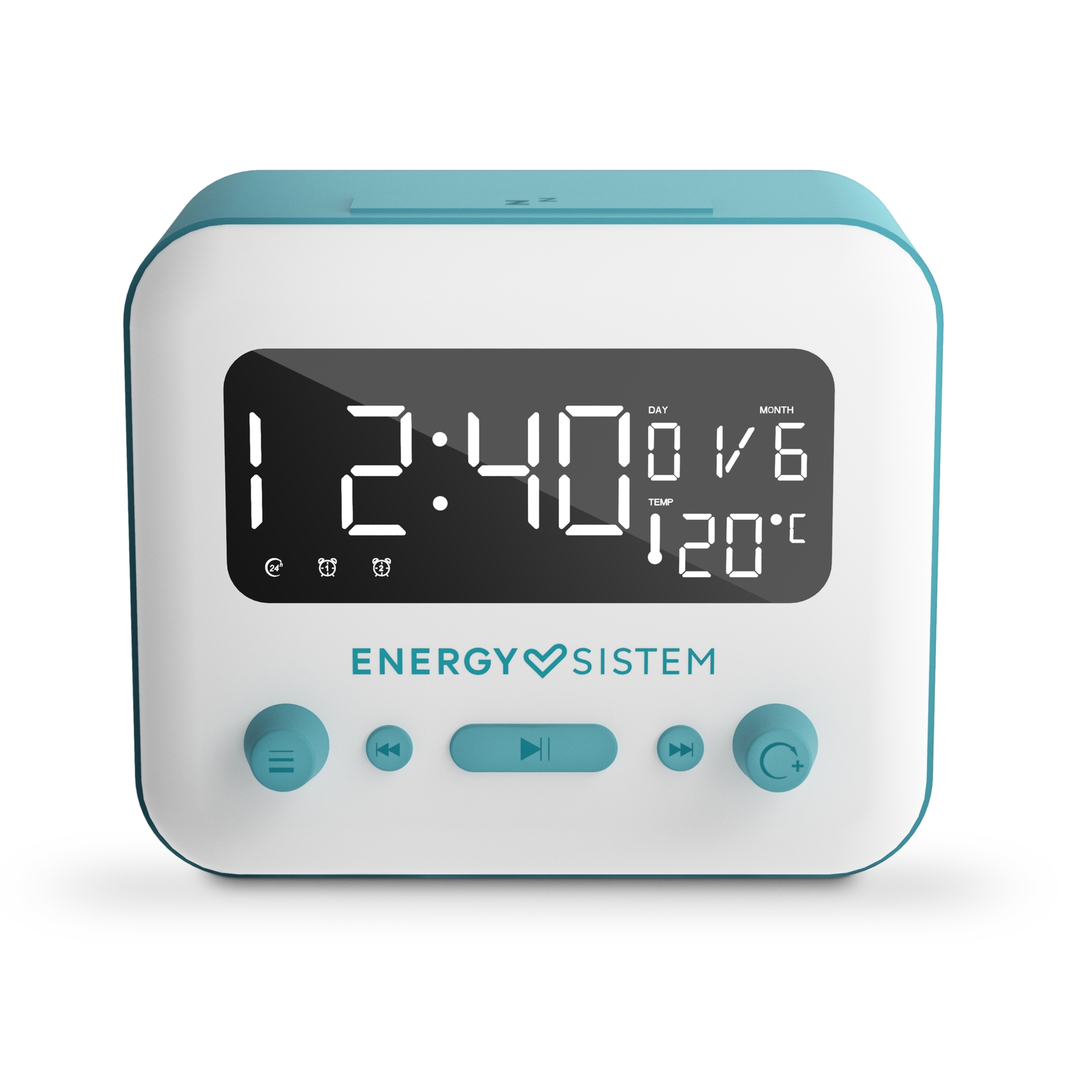 Energy Sistem Altavoz Clock Speaker 2 Bluetooth (Dual Alarm, 5 W, Fm Radio, Aux-out) Azul