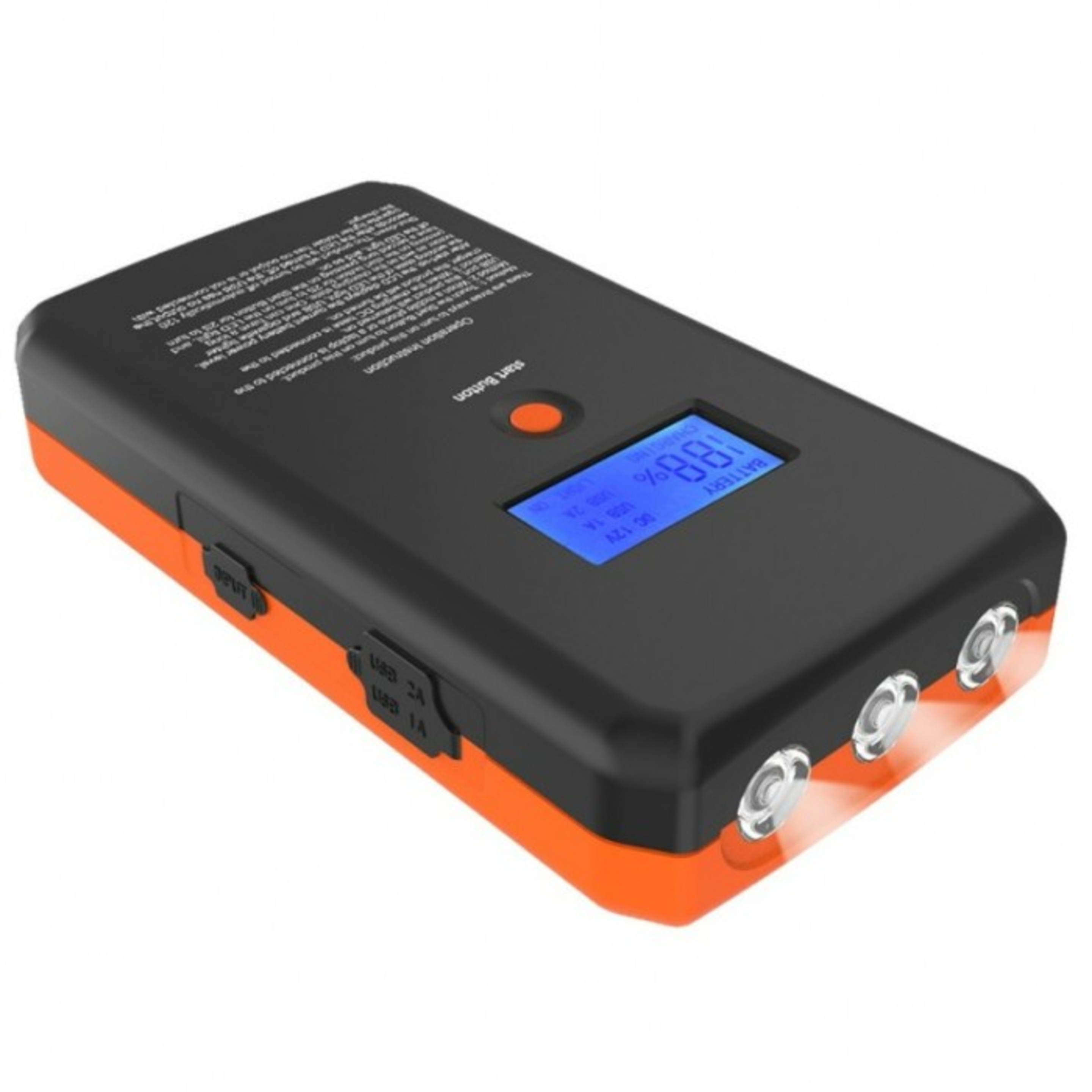Bateria De Lítio Lcd 12v 6000mah Para Inflador Eléctrico Sup - negro-naranja - 
