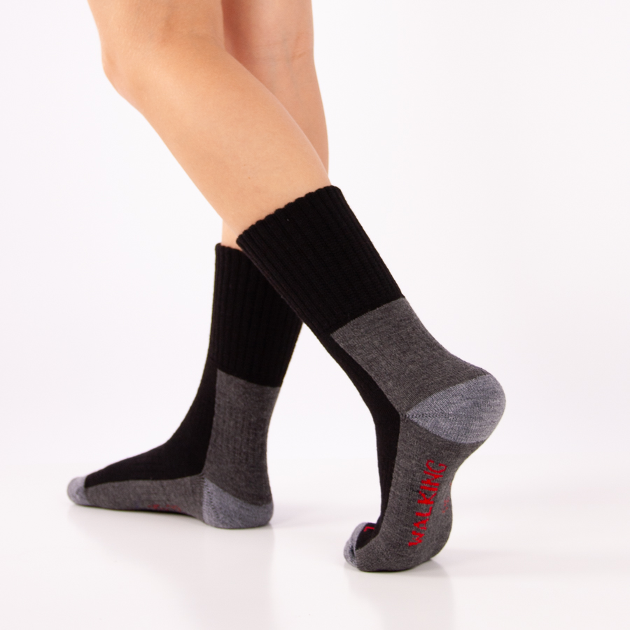 1 Par De Meias Extreme Sockswear Técnicas De Caminhada Em Lã Merino - negro - 