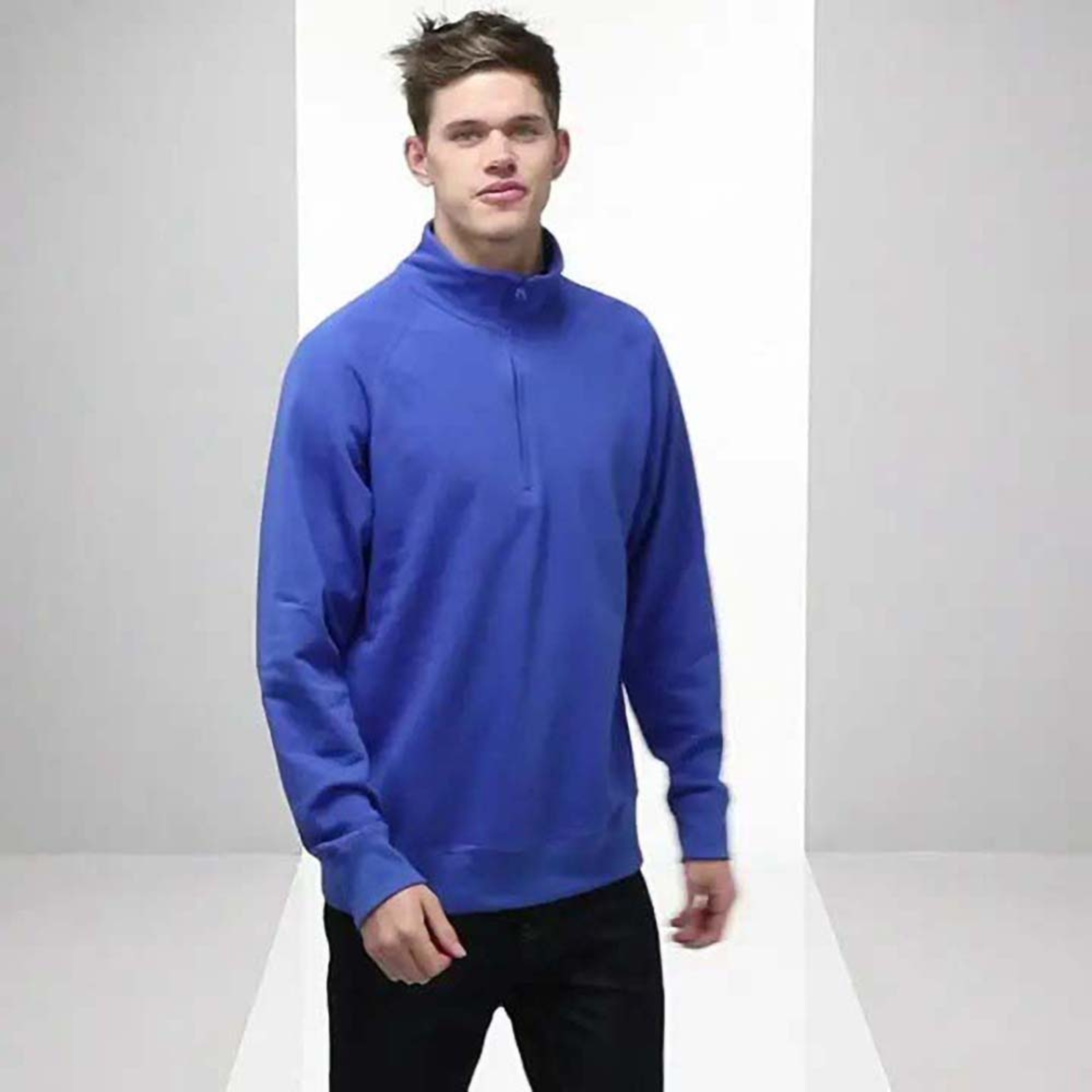 Sudadera Ligera Cremallera En El Cuello Hombre Caballero Fruit Of The Loom (Azul)