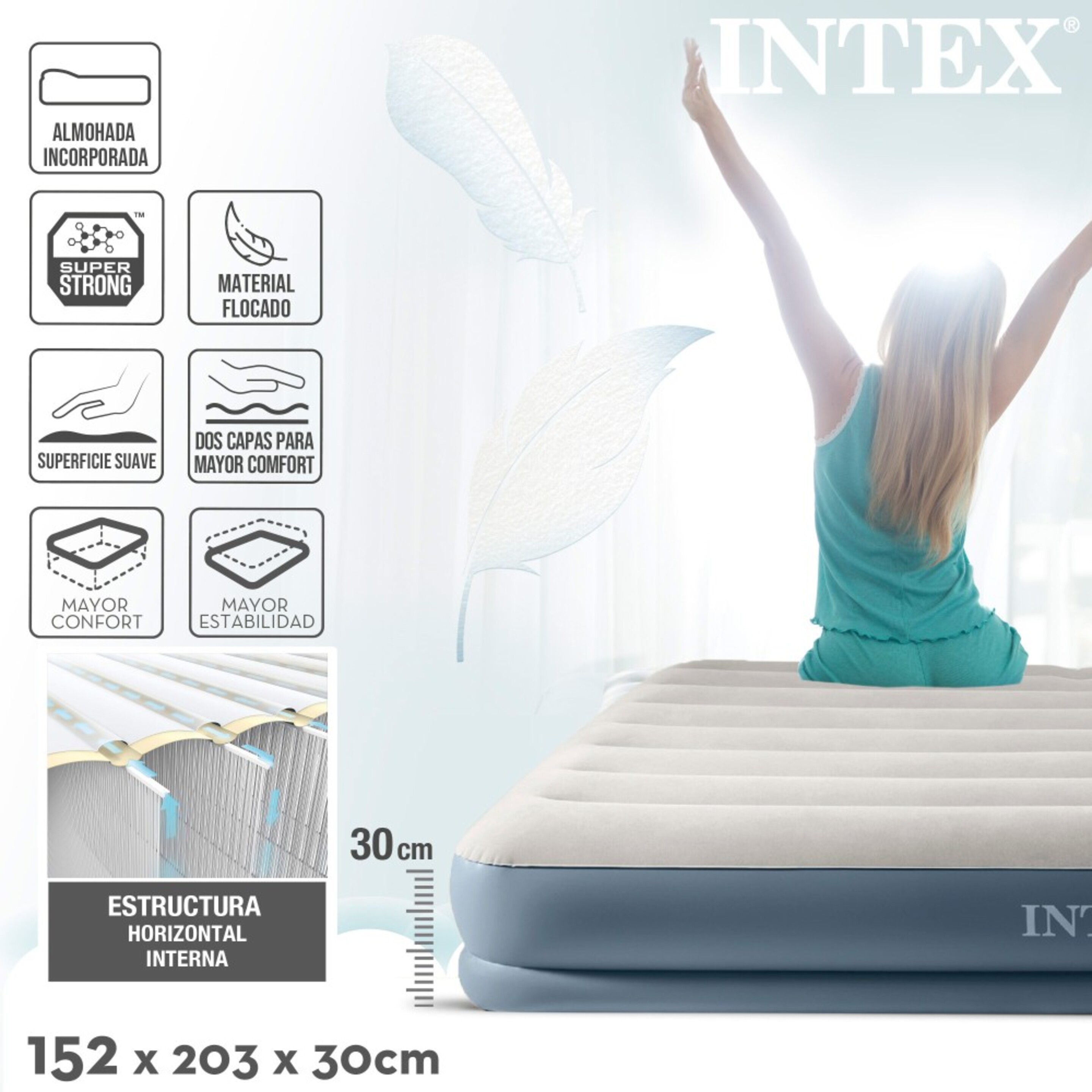 Colchón Hinchable Doble Intex Dura-beam Standard Pillow Rest Mid-rise