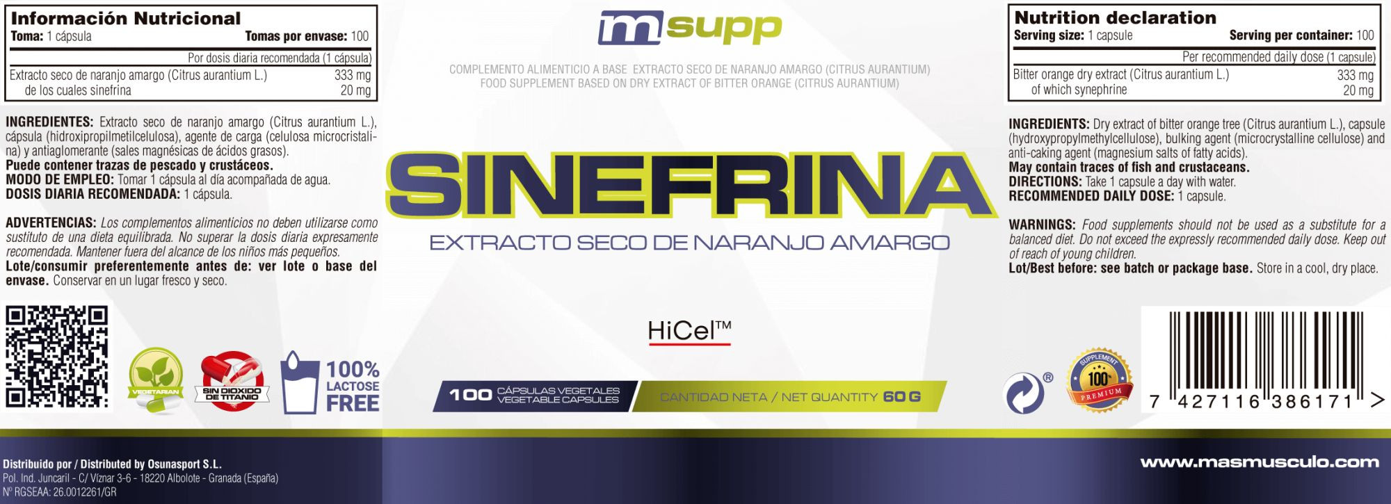 Sinefrina - 100 Cápsulas Vegetales De Mm Supplements