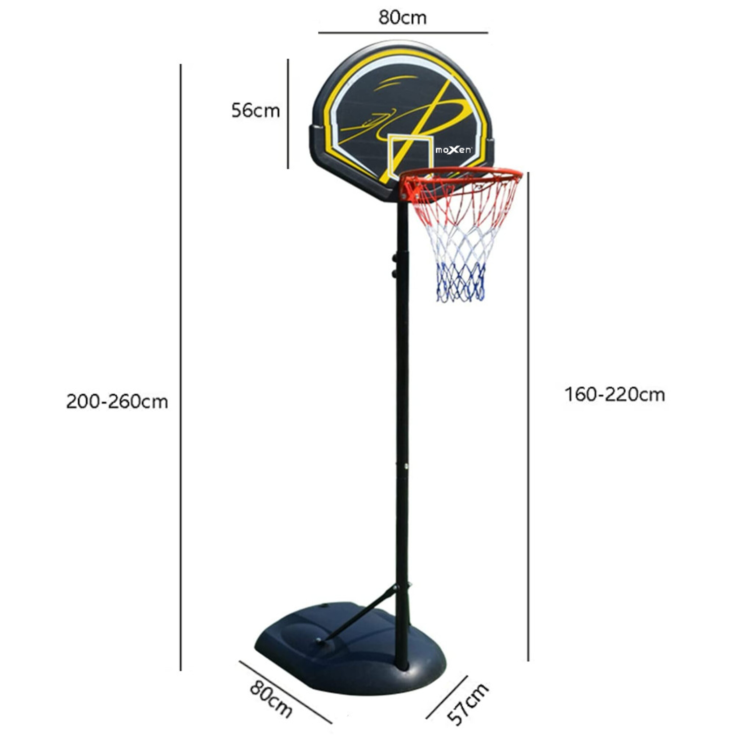 Canasta Baloncesto Trasladable Moxen Pistons Regulable 1.60 A 2.20m