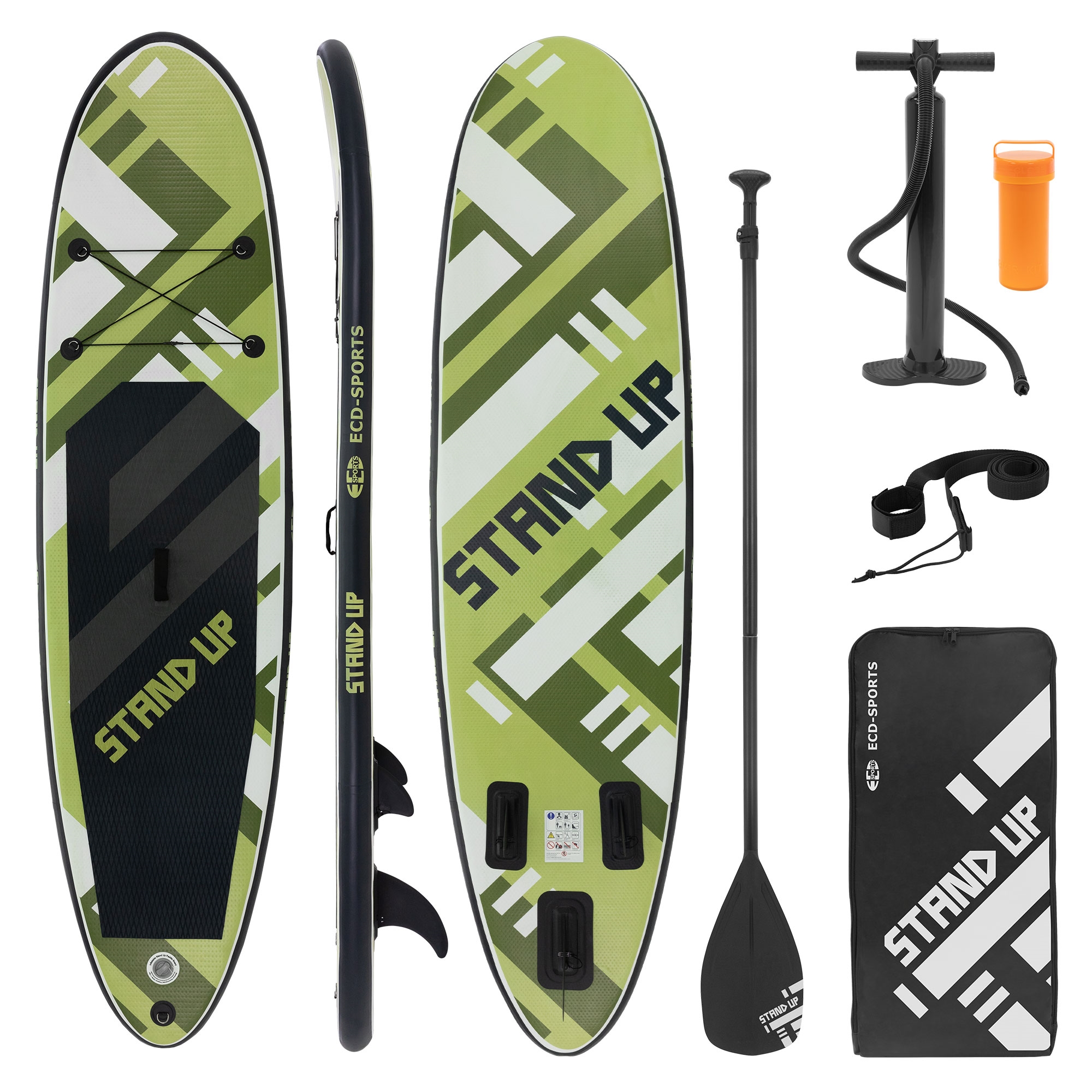 Tabla De Stand Up Paddle Inflable 308x78x10 Cm - verde-oliva - 