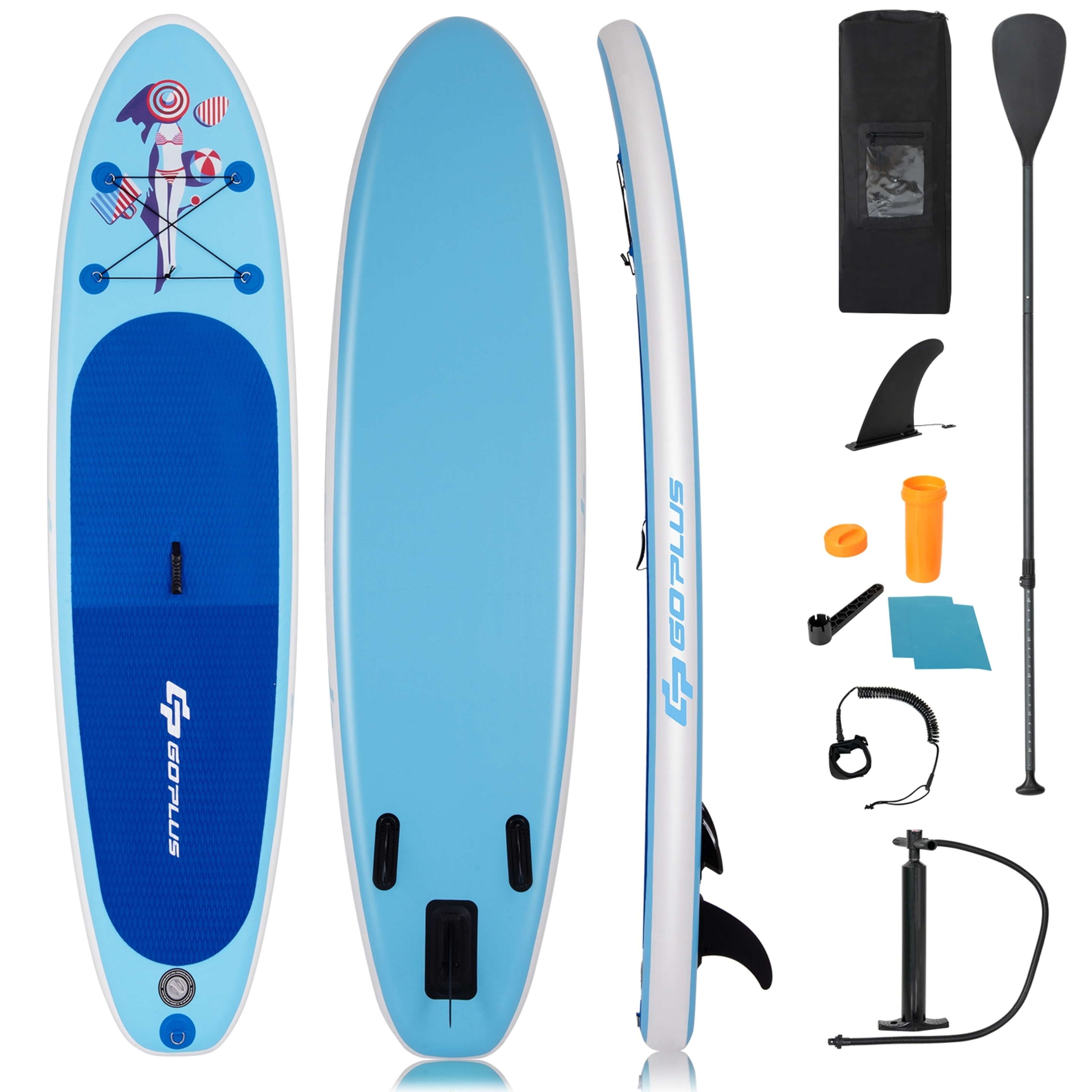 Tabla Hinchable Costway Paddle Surf Sup 305x76x15 Cm - azul - 