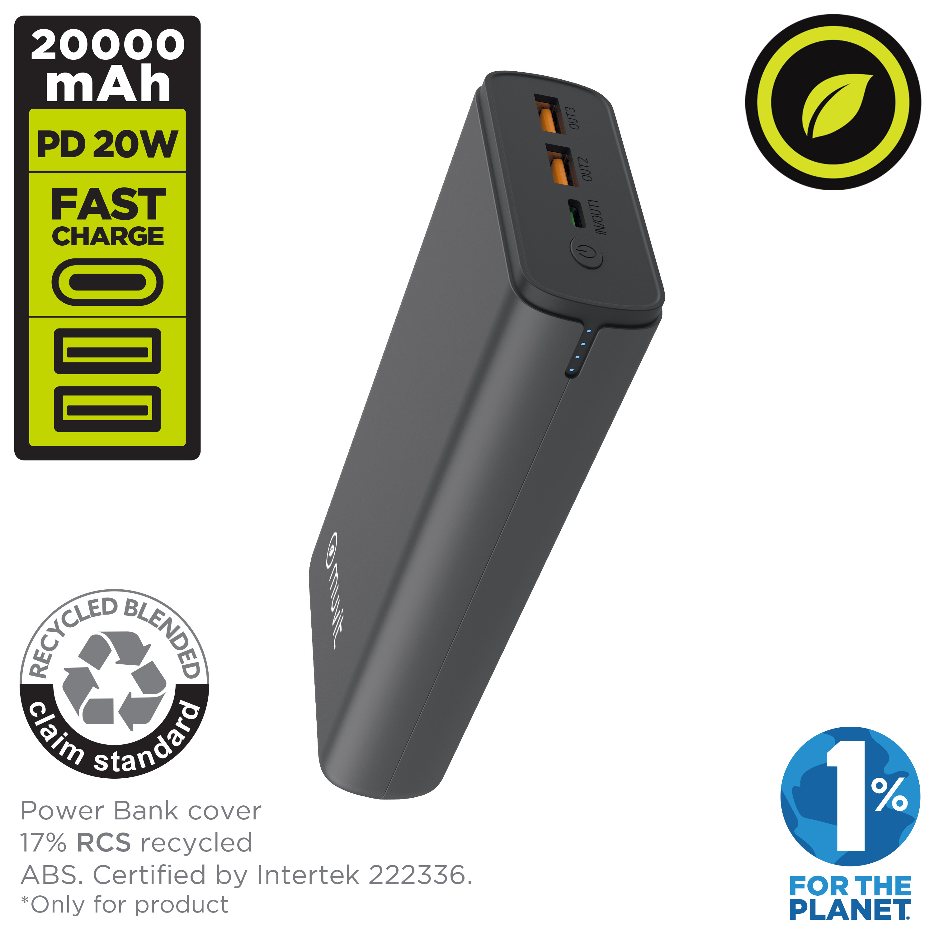 Power Bank 20000 Muvit For Change Mah Dual Usb + Dual Usb C + Output (usb A+tipo C)pd 20w