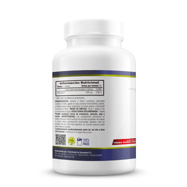 Vitamina C Masticable - 60 Tabletas De Mm Supplements Sabor Fresa Acida